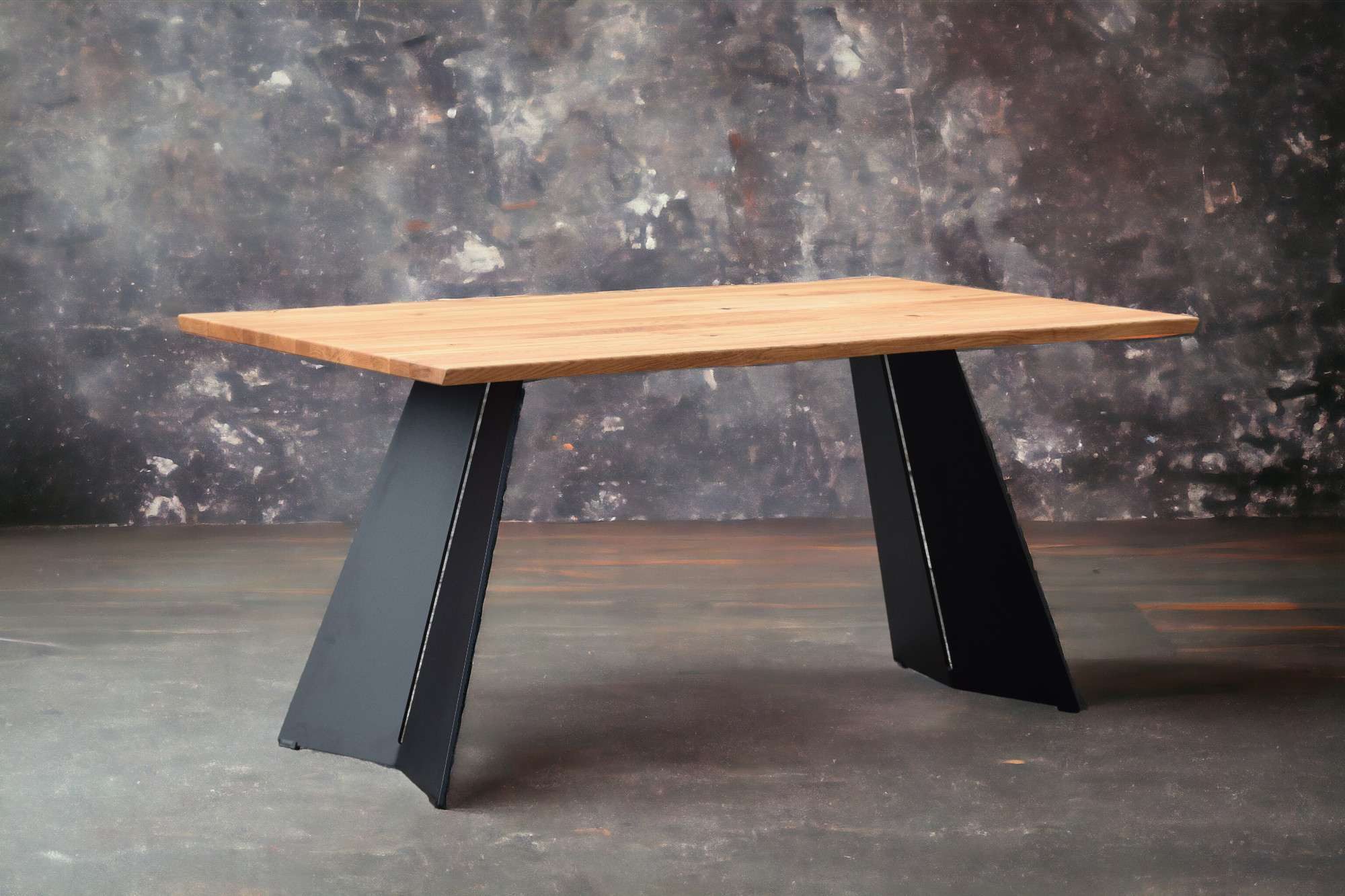 Home affaire Eettafel Winteregg keukentafel, metalen wangframe, massief gewild eikenhout, geolied
