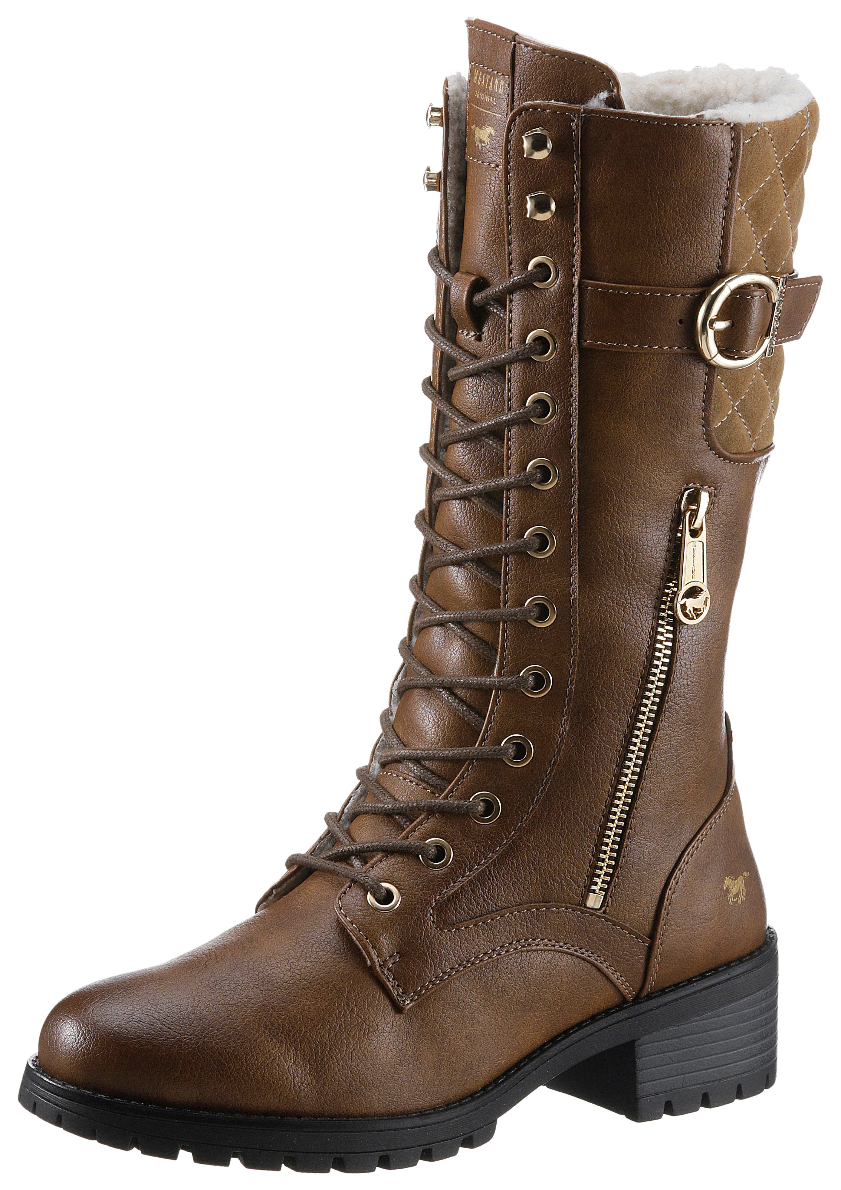 Mustang Shoes Winterlaarzen met goudkleurige accenten dames winterlaarzen maat 38 EU bruin