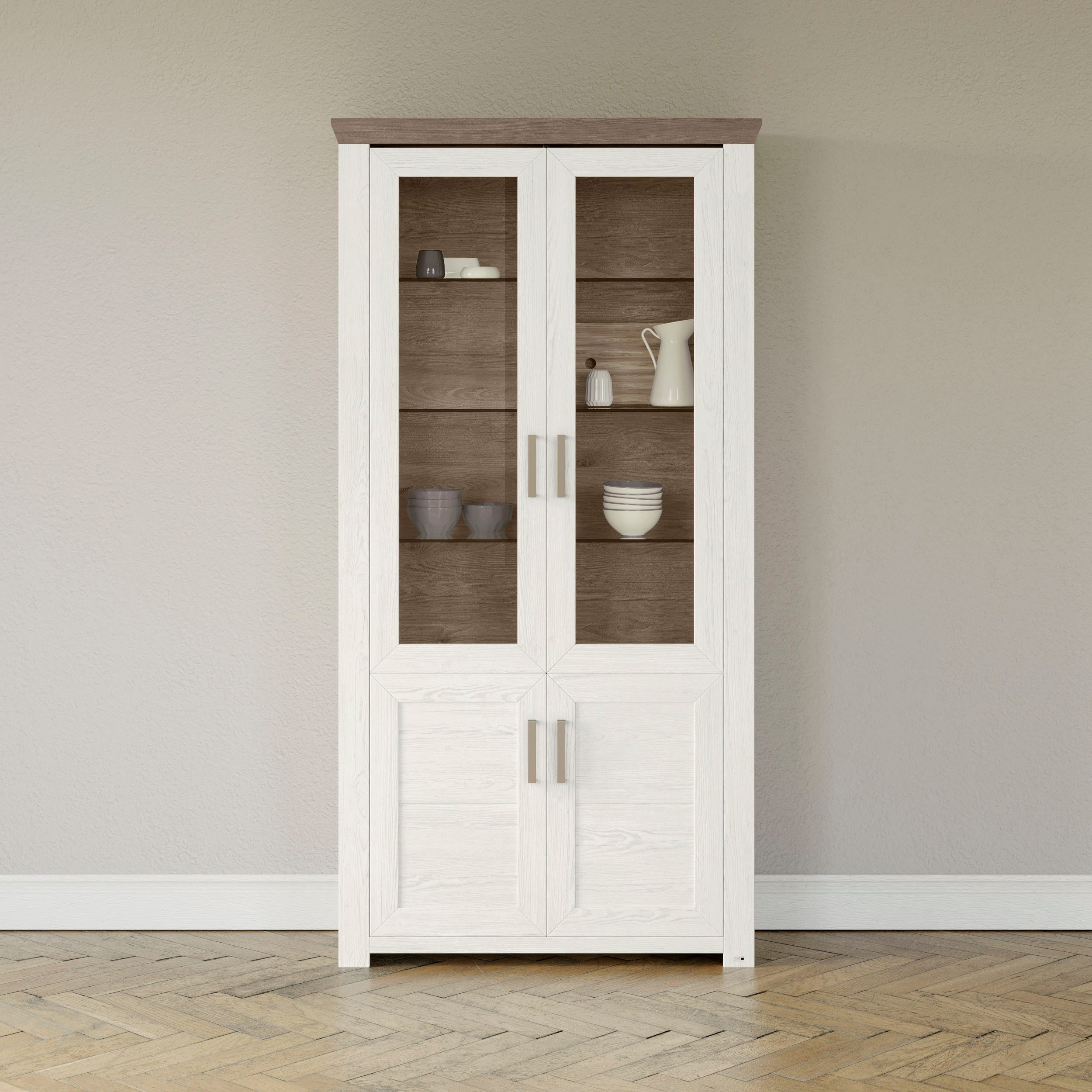 set one by Musterring Staande vitrinekast York Type 17, met twee glazen deuren, in 3 kleurvarianten, hoogte 207 cm vitrinekasten wit