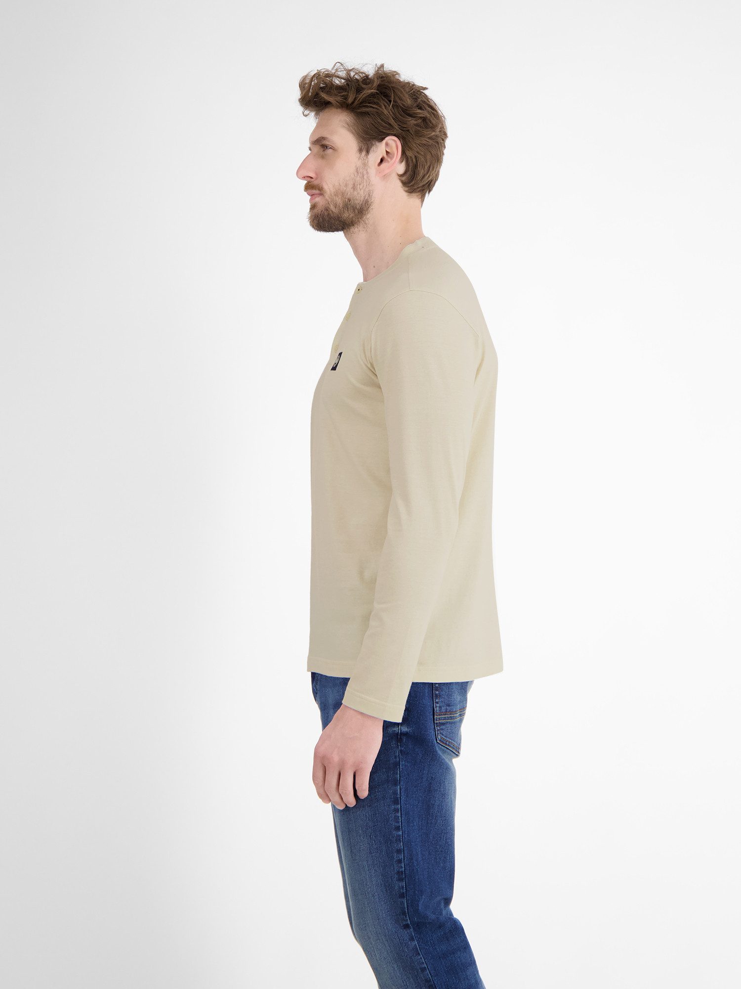 Lerros Sweatshirt LERROS Serafino-shirt met lange mouwen voor heren