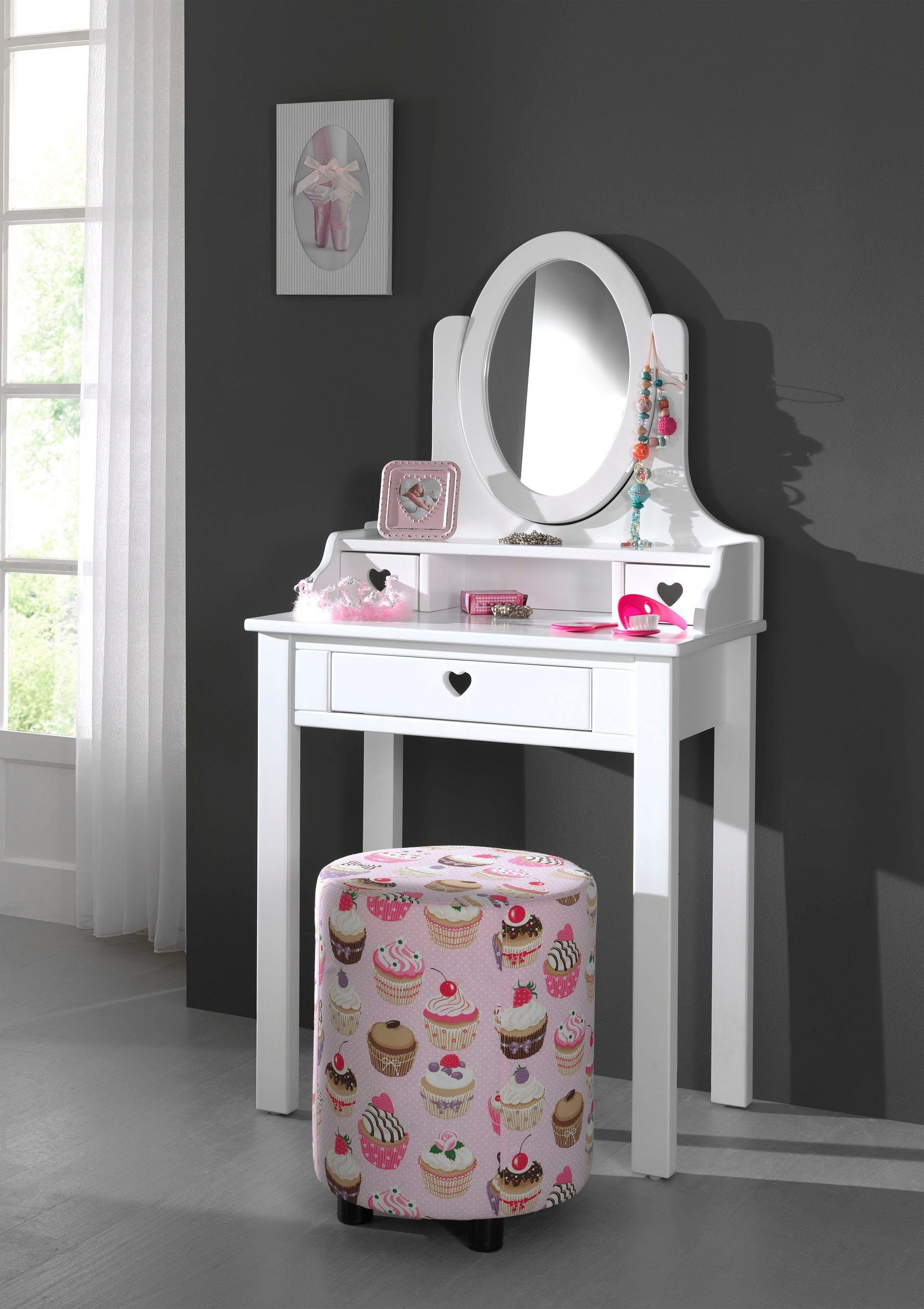 Vipack Make-uptafel Amori in nostalgische look, incl. verstelbare spiegel