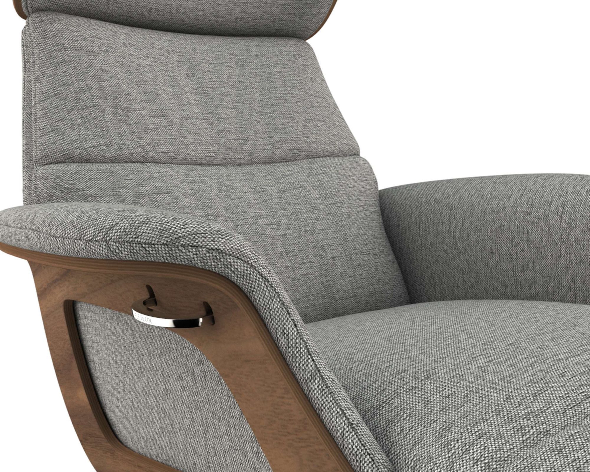 FLEXLUX Loungestoel Clement chaise longue, relaxstoel, ligstoel Rug- en hoofdsteunverstelling, armleuning, walnoot, voet van aluminium
