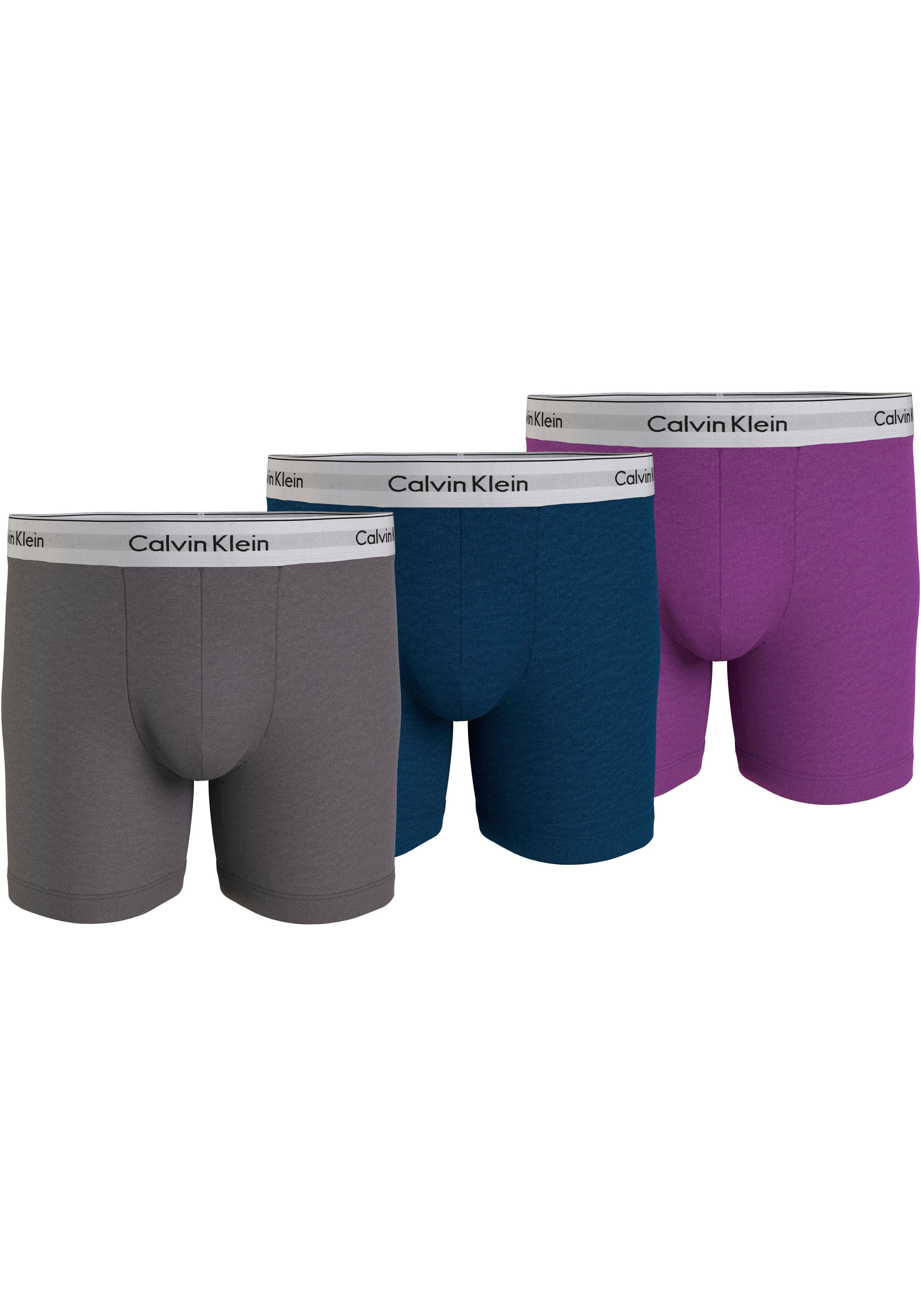 Calvin Klein Boxershort BOXER BRIEF 3PK met langere pijpen & logo-elastische tailleband (3 stuks)
