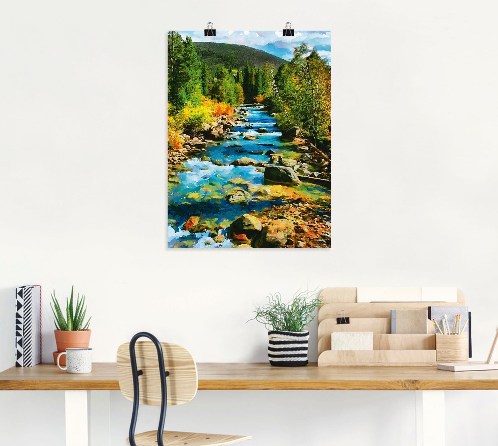 Artland Artprint Rivier in Boheemse bergen als artprint van aluminium, artprint op linnen, muursticker of poster in verschillende maten