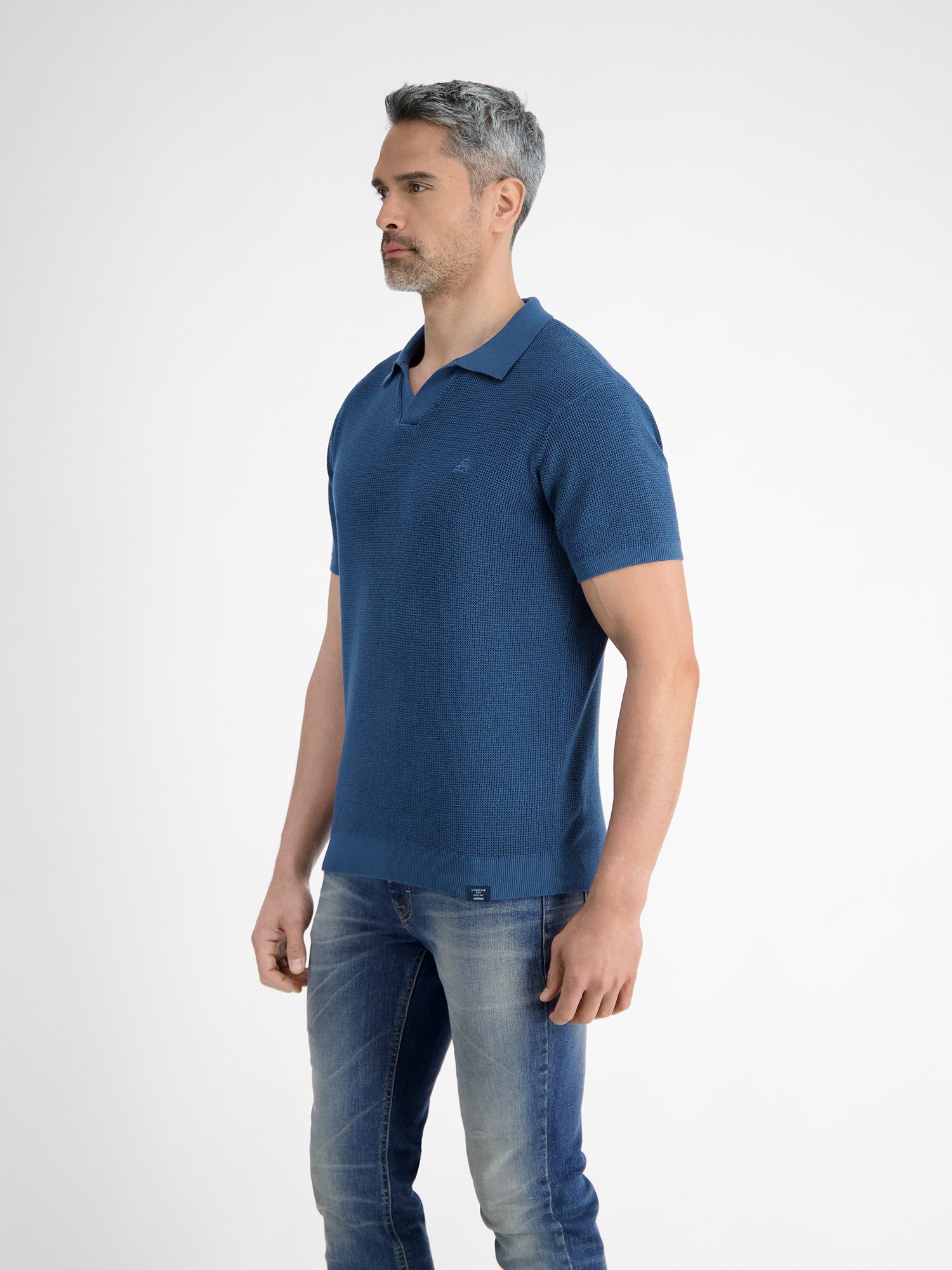 Lerros Poloshirt LERROS Heren gebreide polo met open kraag