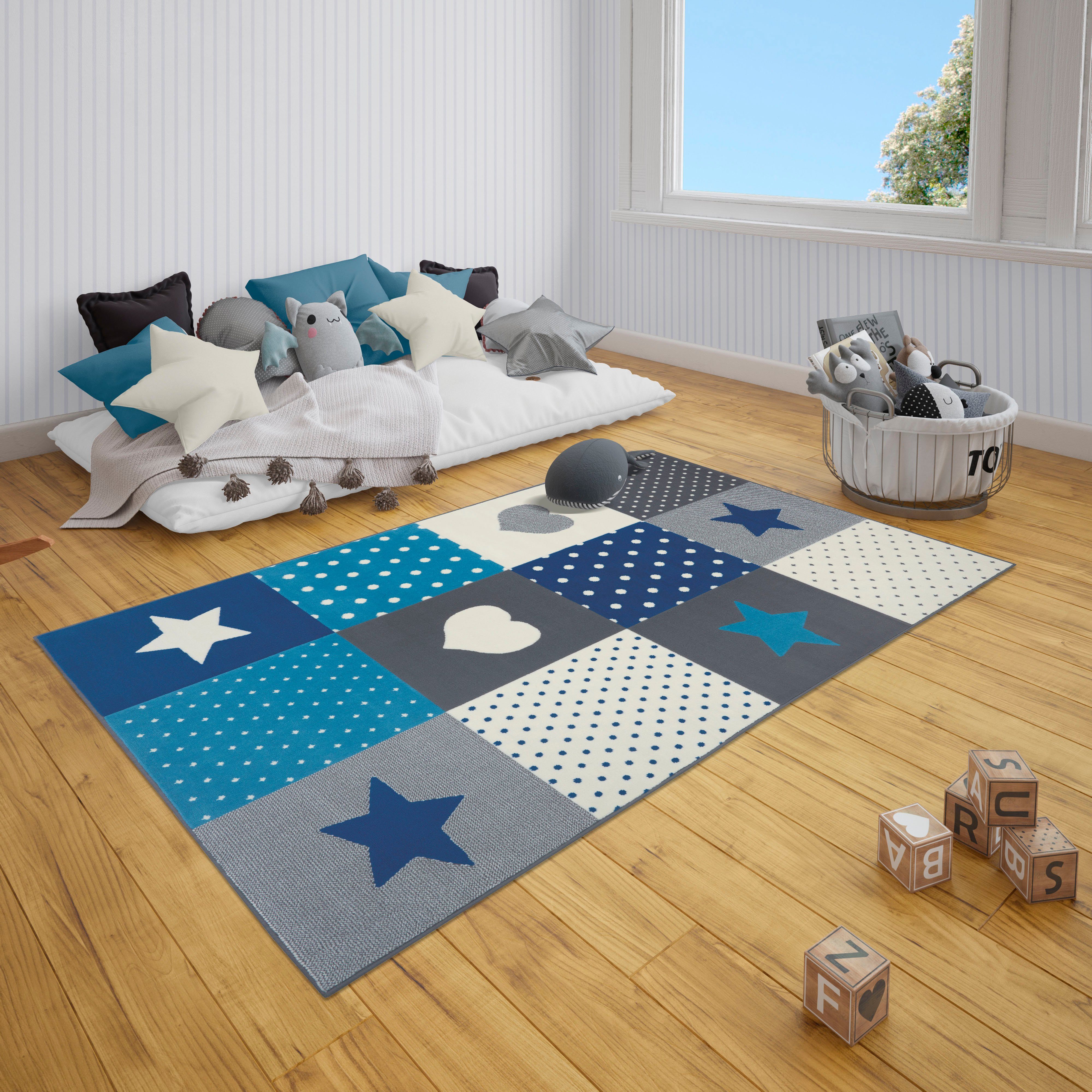 HANSE Home Kindervloerkleed Pretty Patchwork Ster, hart motief, korte pool, patchwork