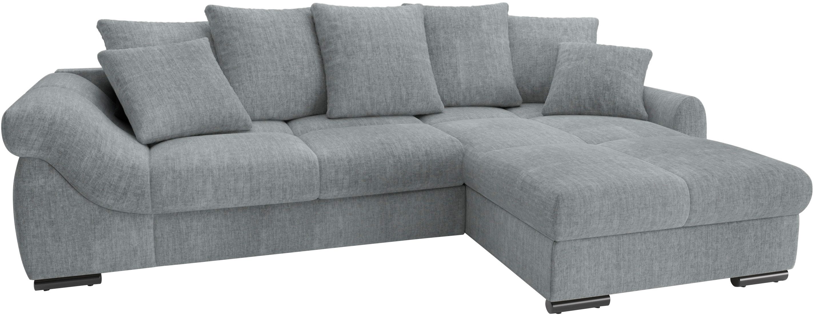 Mr. Couch Hoekbank Livorno L-vorm incl. hoogslaper beduitbreiding, xl bedbox wit gecoat grijs, hoekbanken, Breedte ligoppervlak: 162 cm, Lengte
