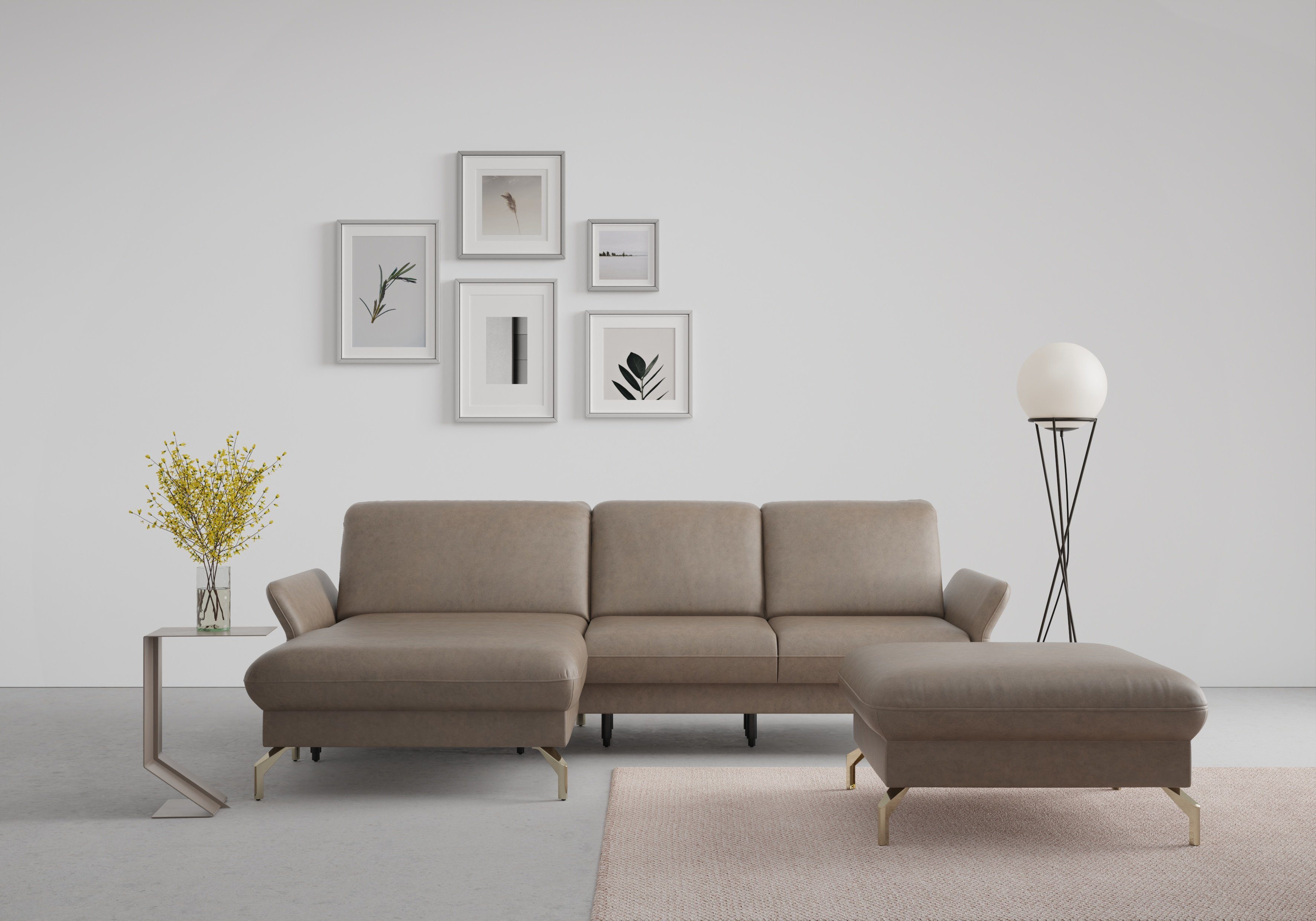 sit&more Hoekbank Fashion L-vorm naar keuze met verstelbare hoofdsteun, uittrekzitting, motorisch, nikkel poten