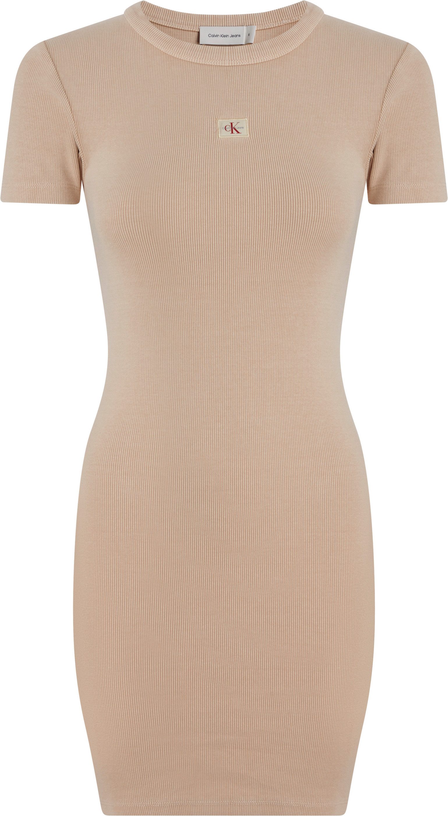Calvin Klein Shirtjurk WASHED WOVEN LABEL RIB DRESS