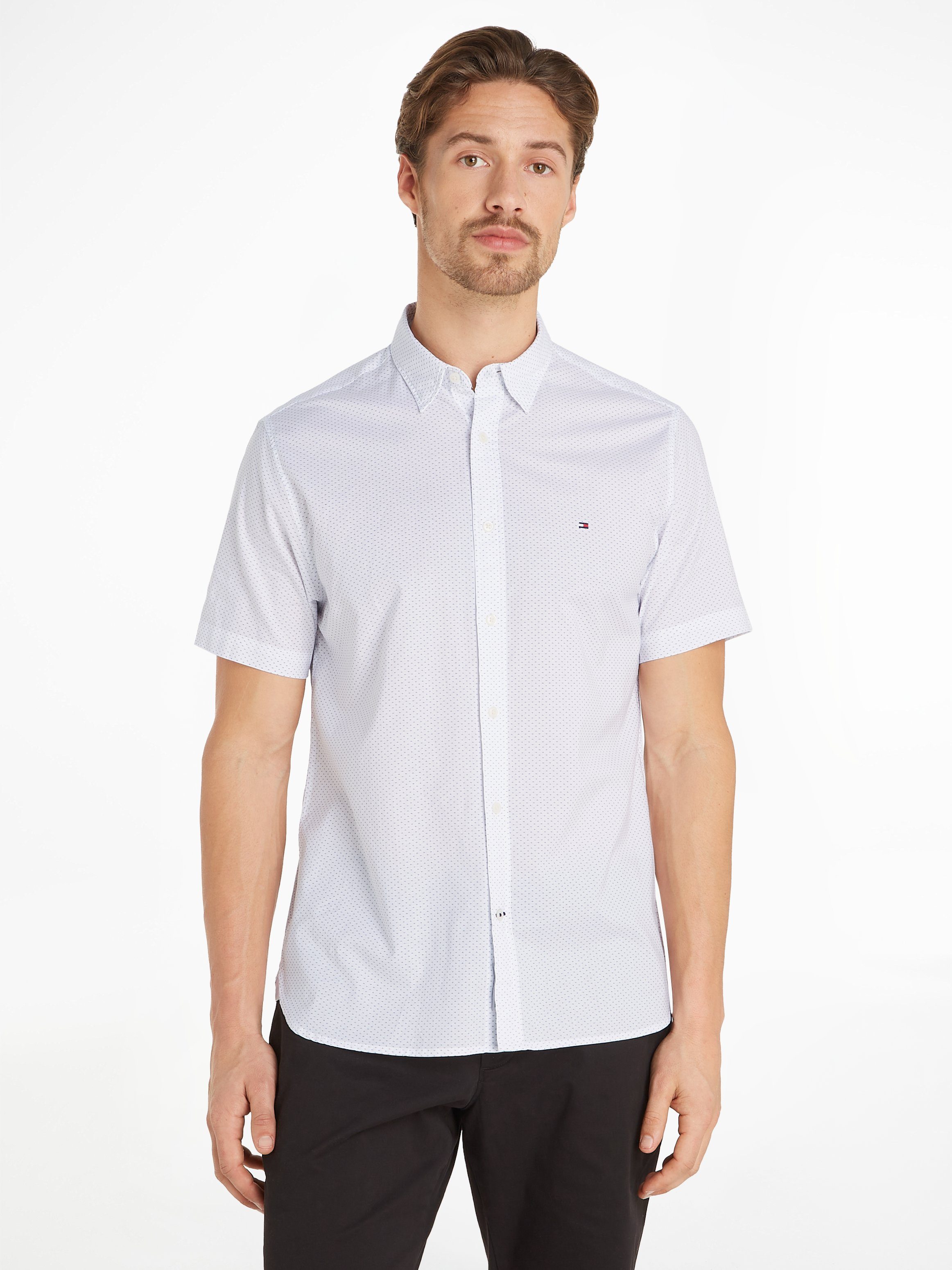 Tommy Hilfiger Overhemd met korte mouwen NATURAL SOFT MINI PRT SHIRT