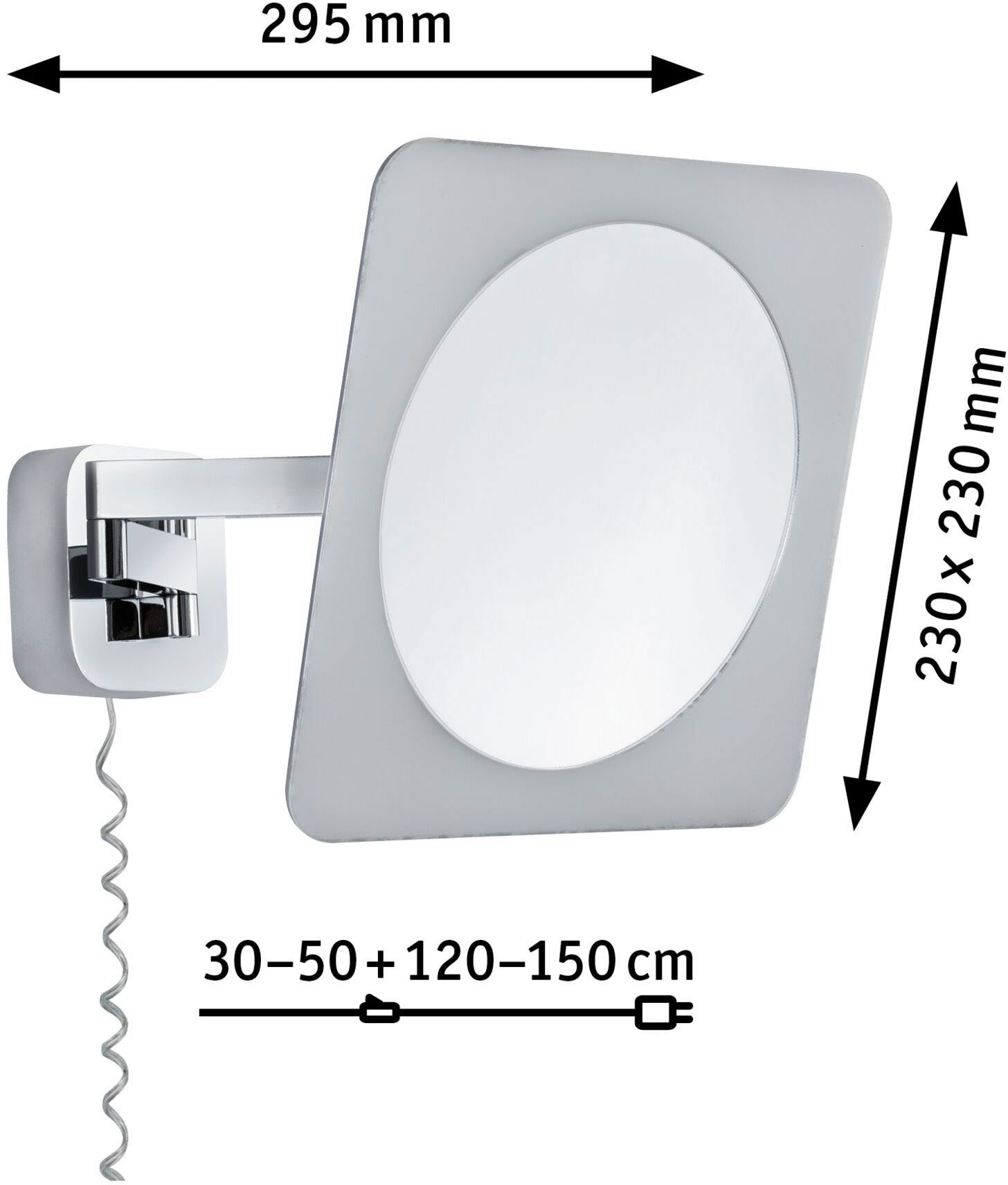 Paulmann Led-wandlamp Cosmetica spiegel Bela LED IP44 5,7W Chroom, Wit, Spiegel, Metaal (1 stuk)