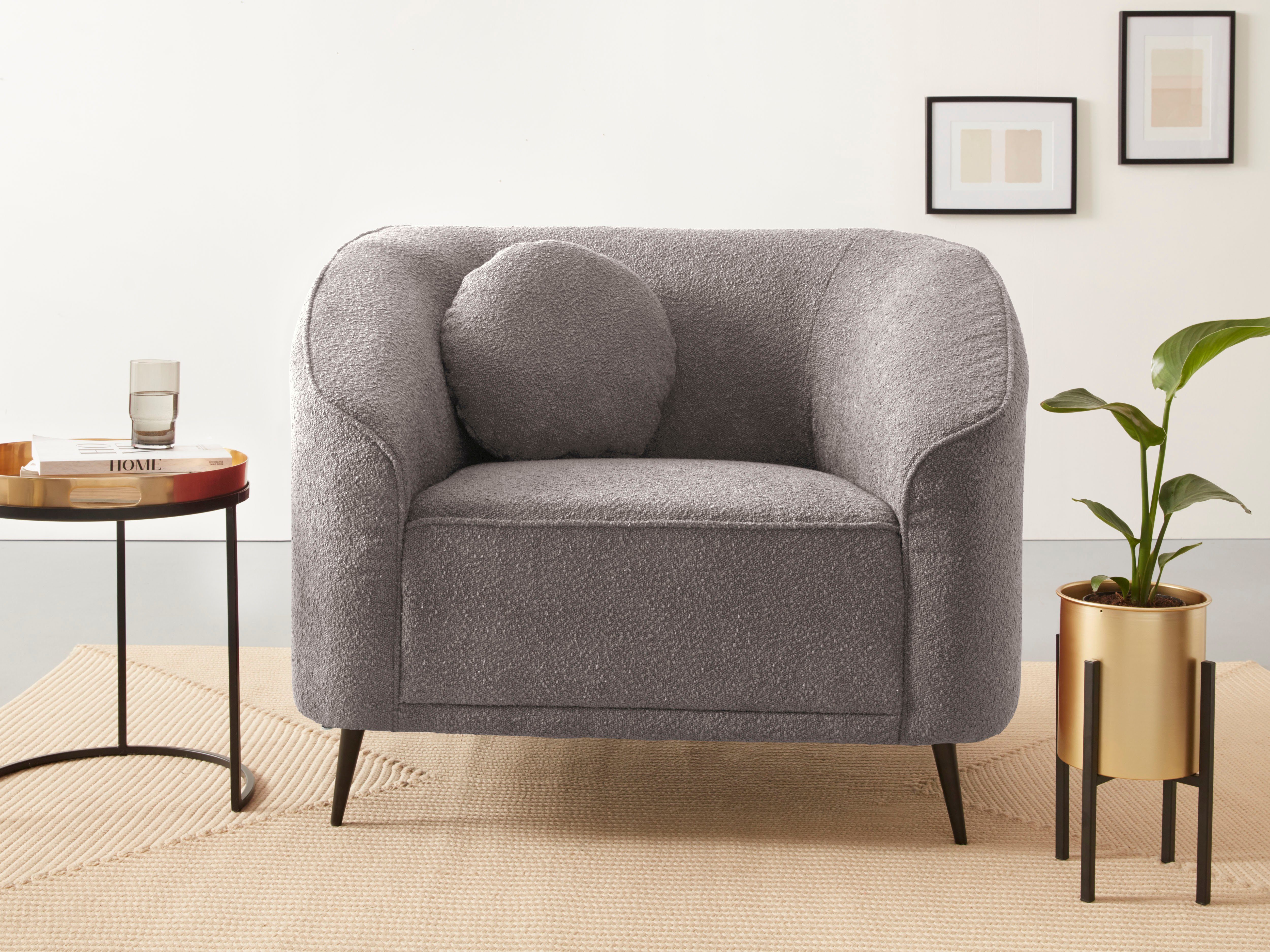 Leonique Fauteuil Ashly in 3 overtrekvarianten, bouclé, fluwelige look en zachte structuurstof.