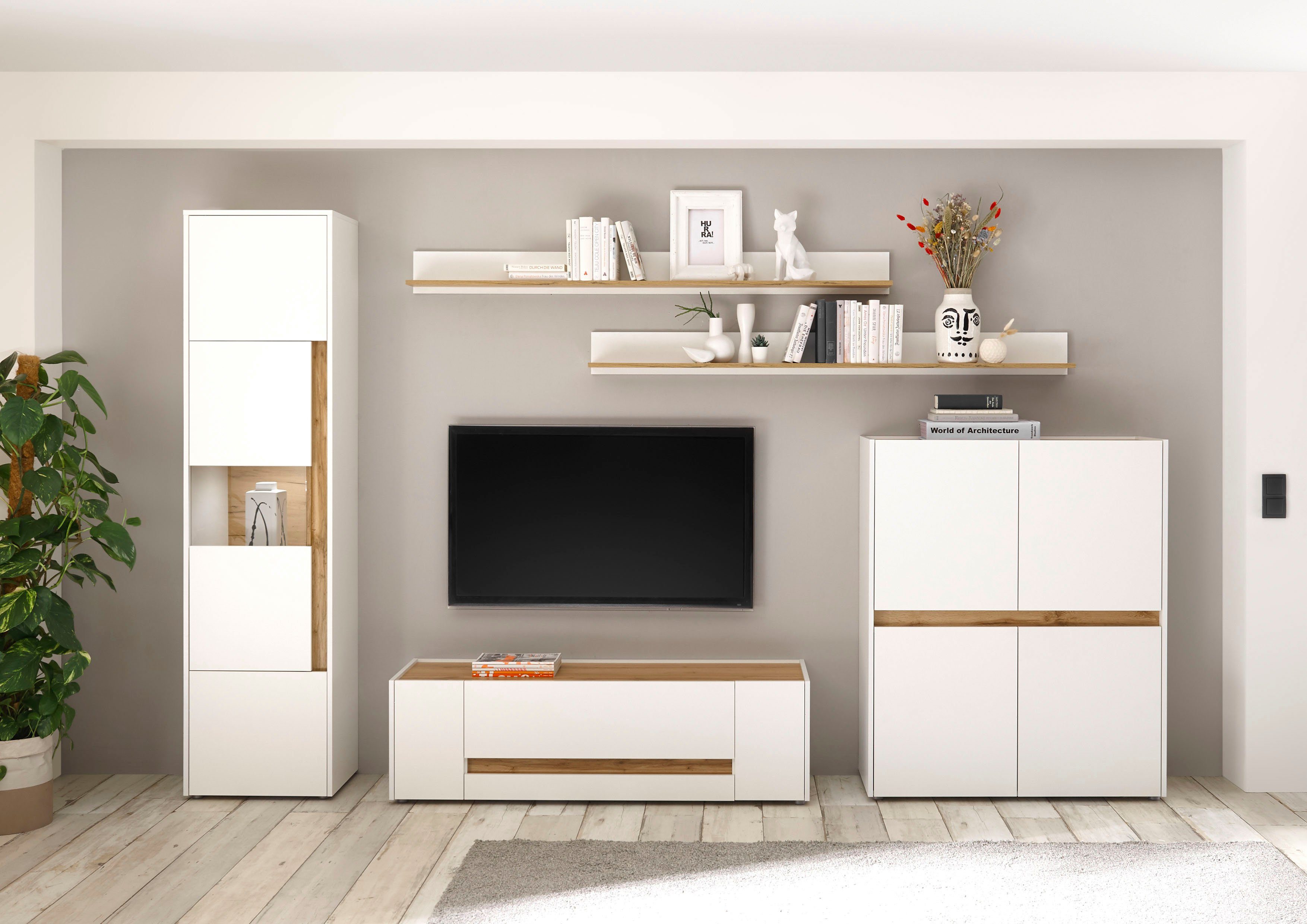 INOSIGN Wandmeubel City/Giron Breedte ca. 350 cm (set, 5-delig) tv-wandmeubels wit