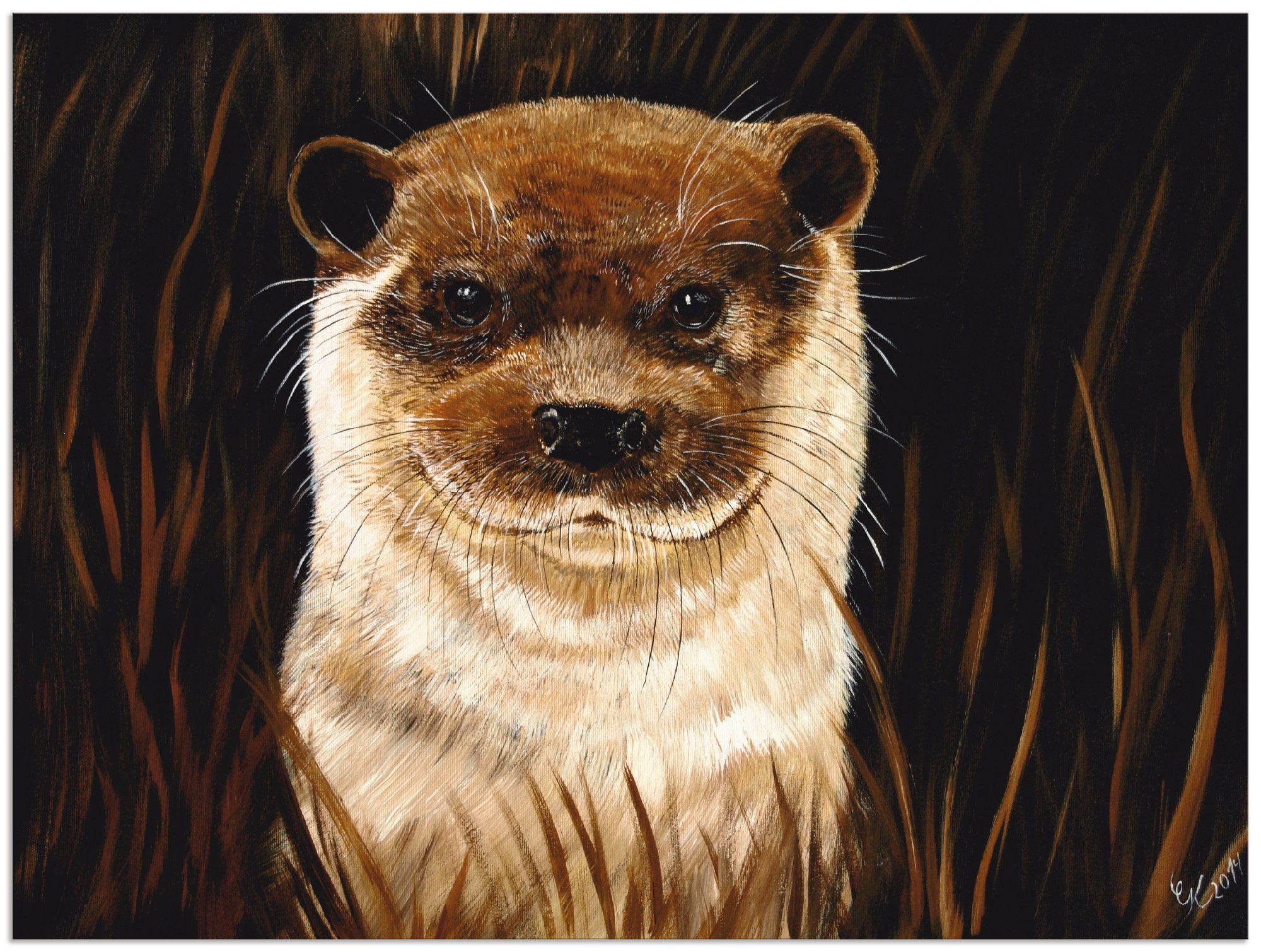 Artland Artprint Otter In het gras in vele afmetingen & productsoorten - artprint van aluminium / artprint voor buiten, artprint op linnen, poster, muursticker / wandfolie ook gesc