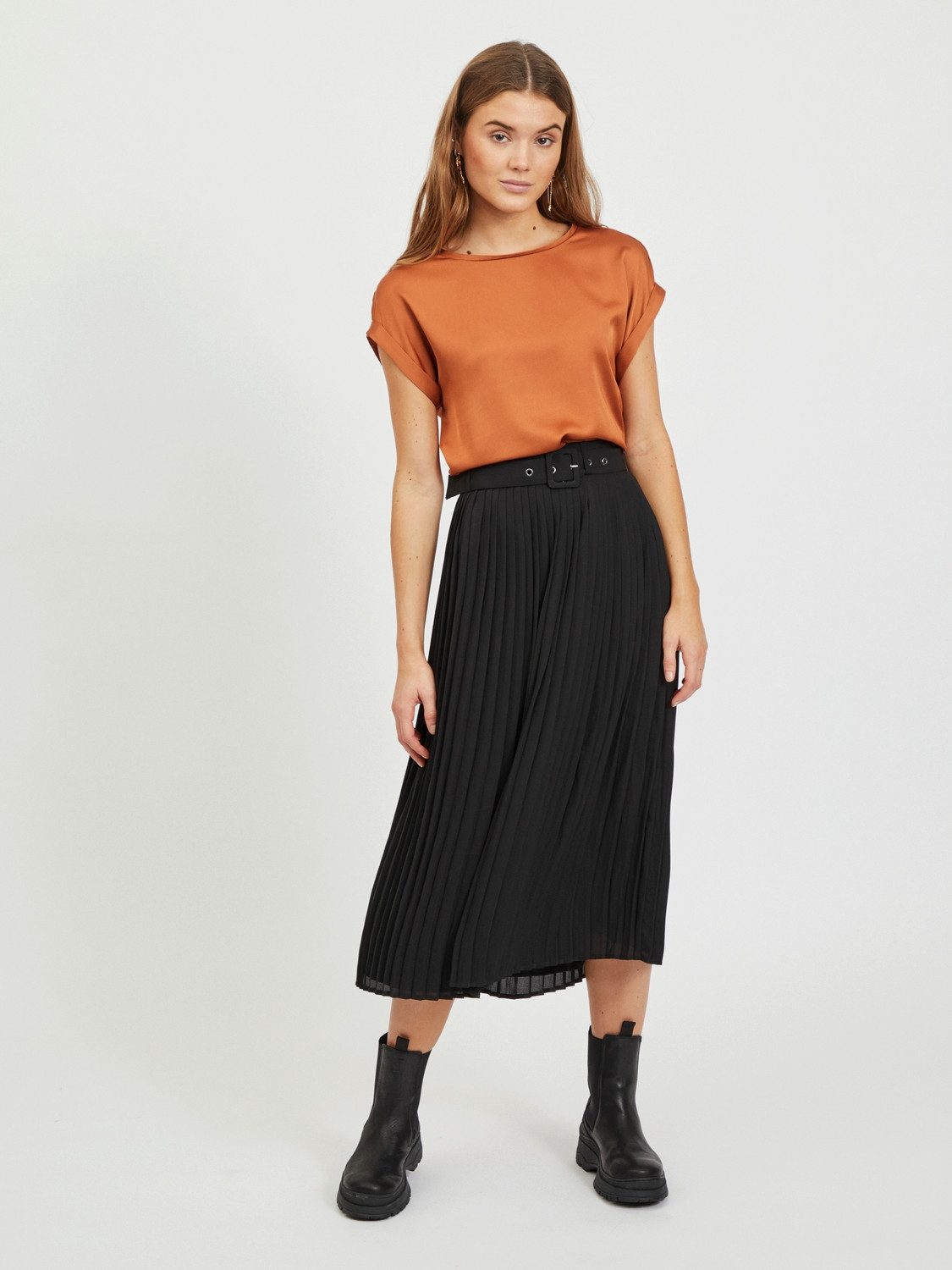 Vila Shirt met korte mouwen VIELLETTE S/S SATIN TOP - NOOS