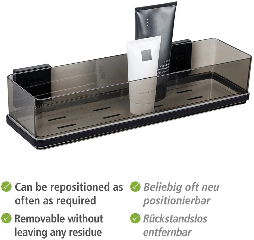 WENKO Doucherekje Vacuum-Loc® model Quadro van kunststof, roestvrij staal-bevestiging, bevestiging zonder boren