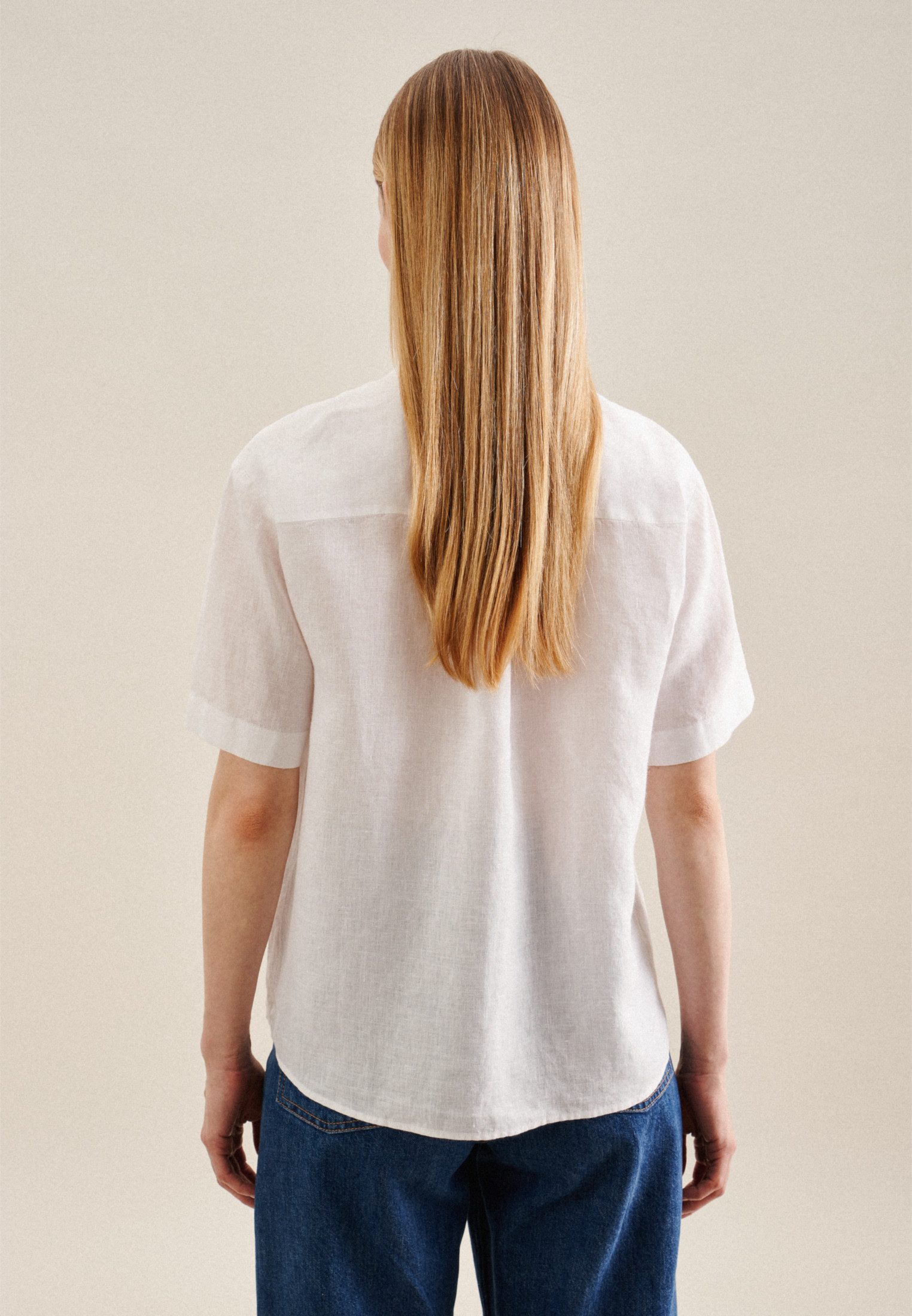 seidensticker Overhemdblouse Zwarte roos Korte mouwen kraag uni