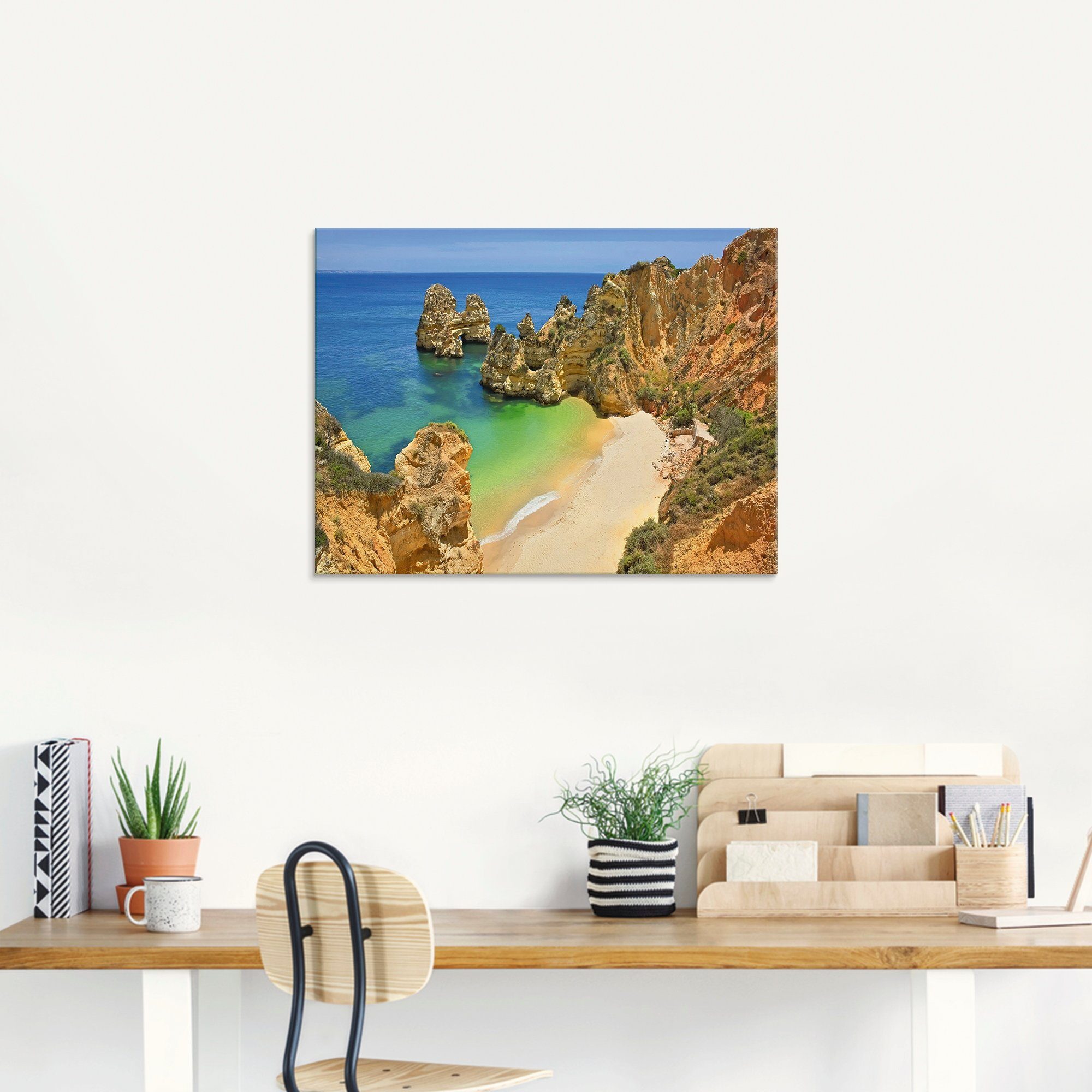 Artland Print op glas Kleurige Algarvekust in verschillende maten
