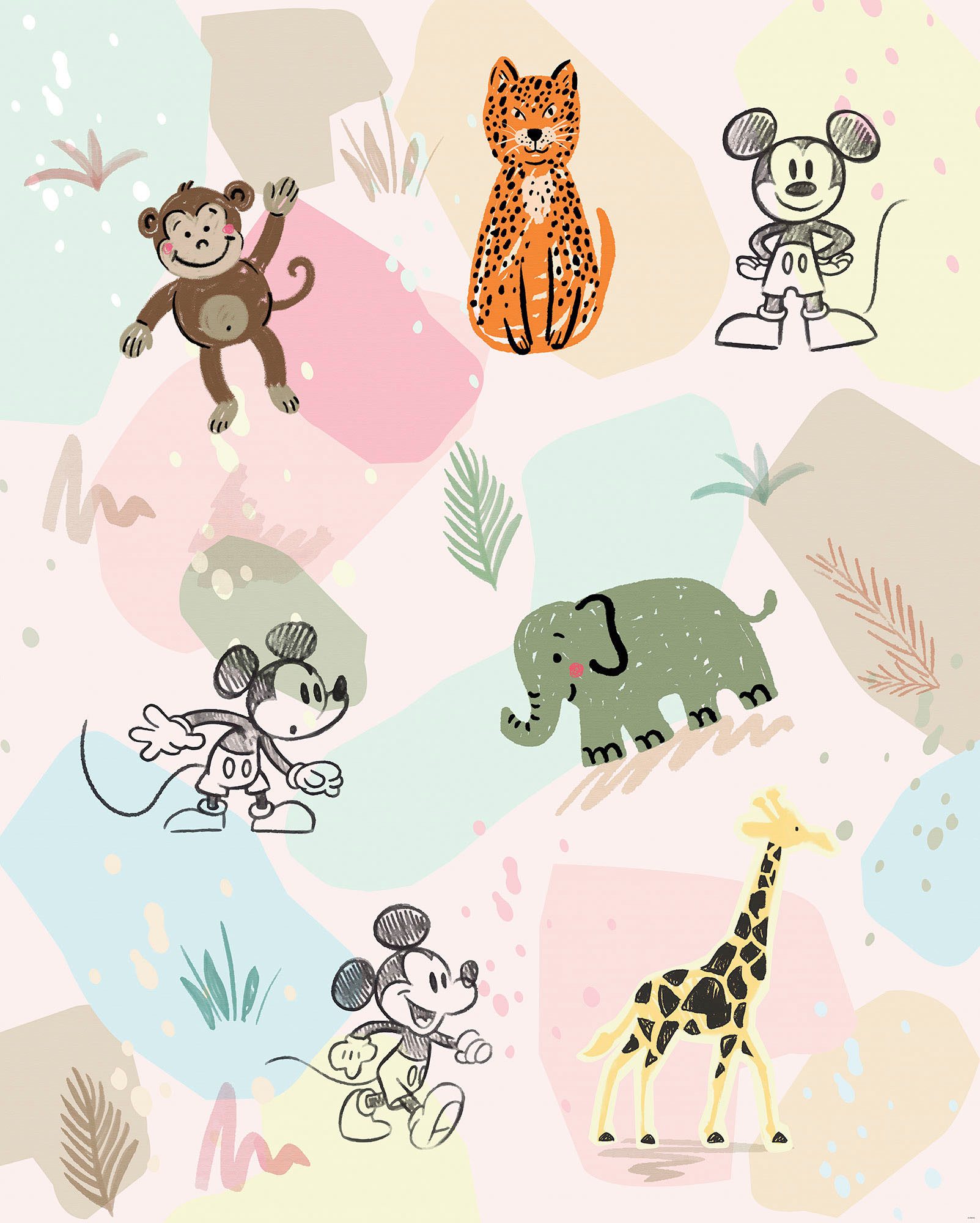 Komar Fotobehang Digitale print vlies - Mickey Safari - Afmeting 200 x 250 cm (1 stuk)