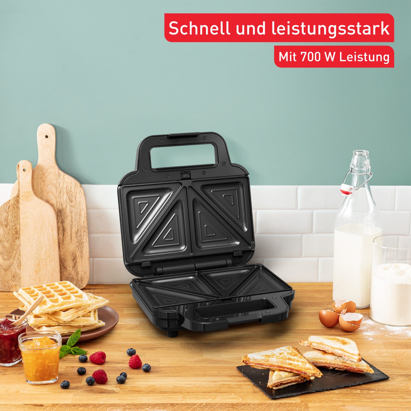 Tefal Sandwichmaker Ultracompact 3-in-1 Sandwich/Wafel/Panini, anti-aanbaklaag