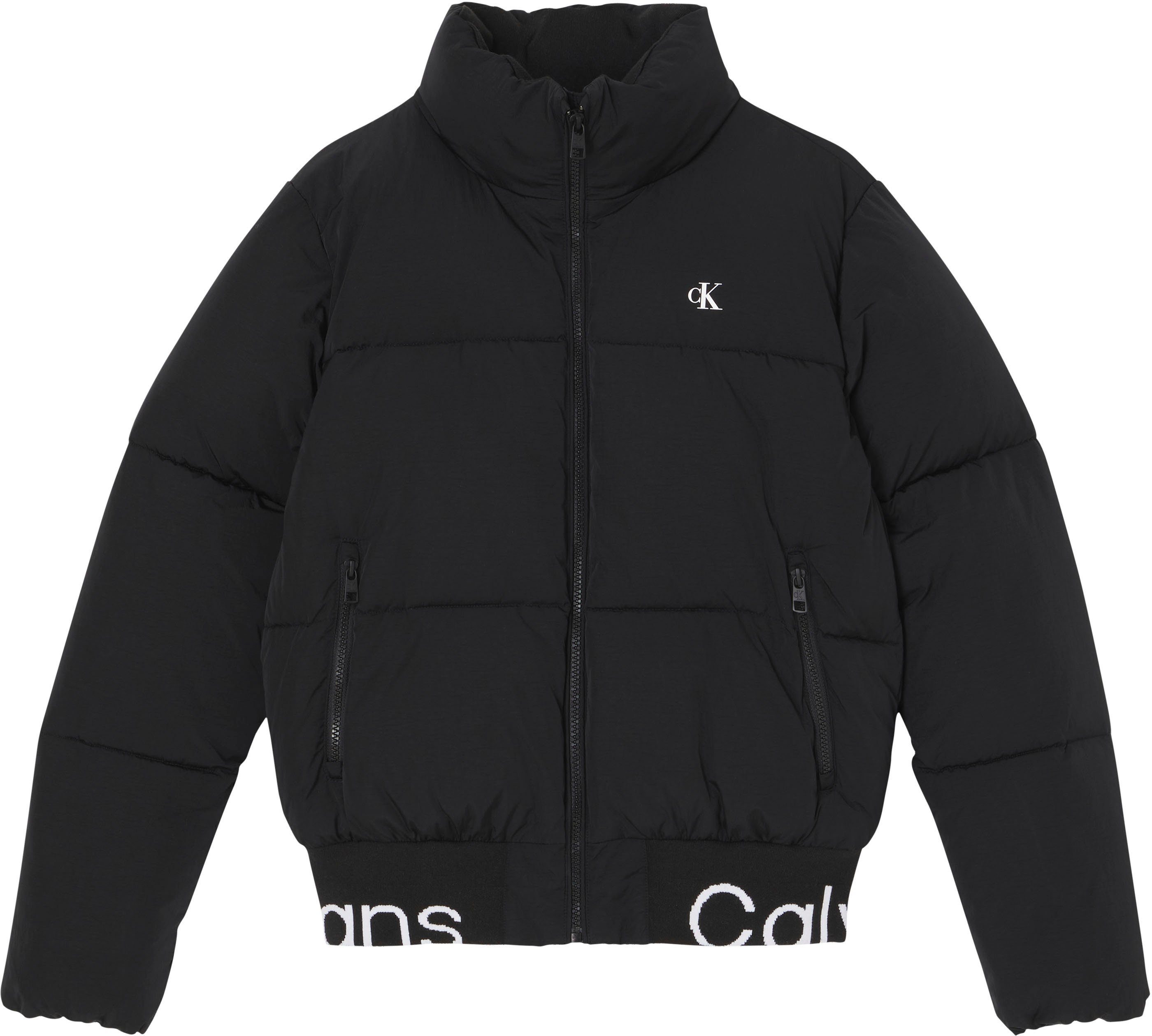 Calvin Klein Jeans Plus Gewatteerde jas PLUS LOGO HEM SHORT PUFFER met elastische calvin klein jeans band