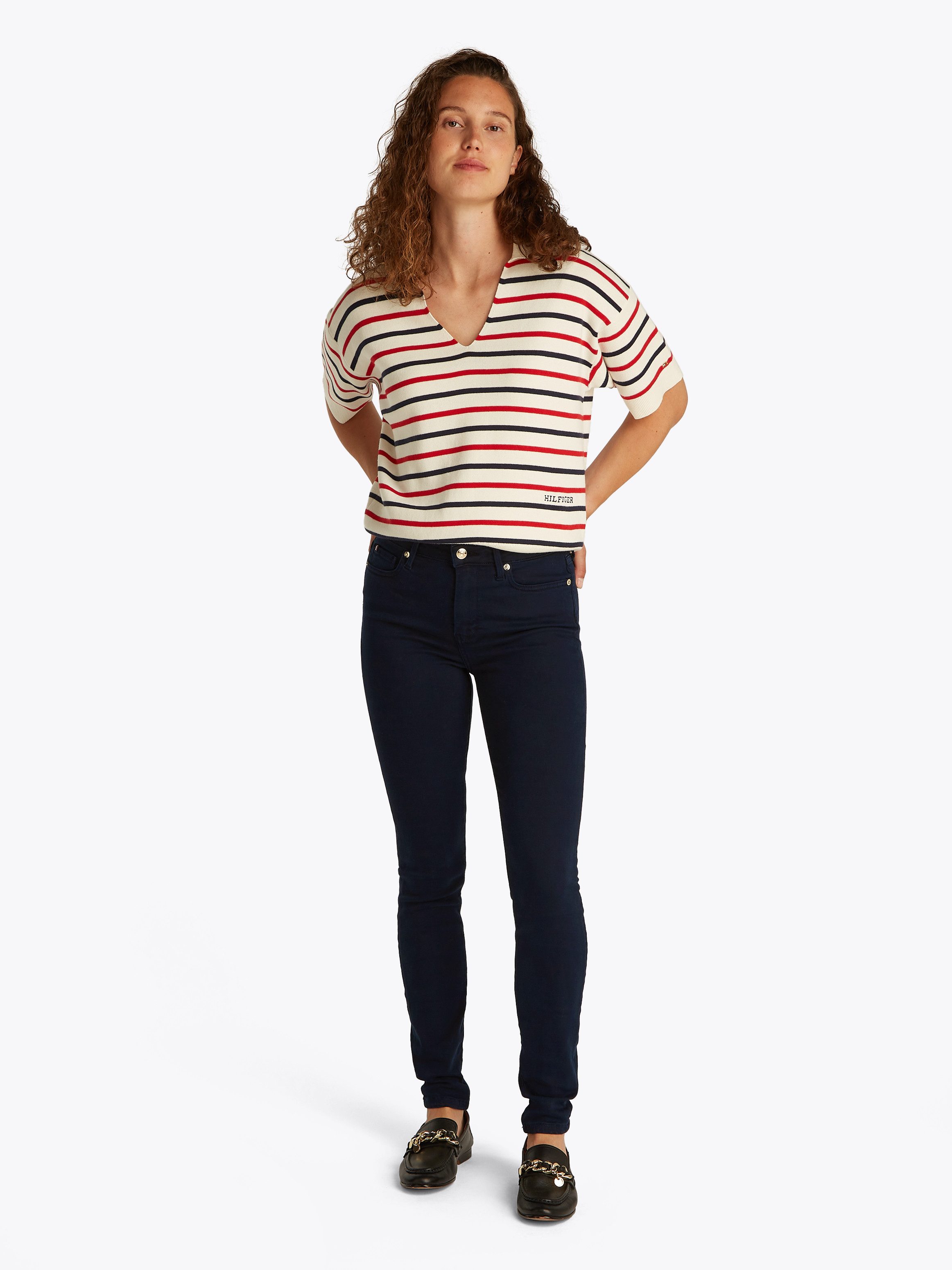 Tommy Hilfiger Skinny fit jeans COMO Skinny RW ACE met logo-badge en enkellange snit