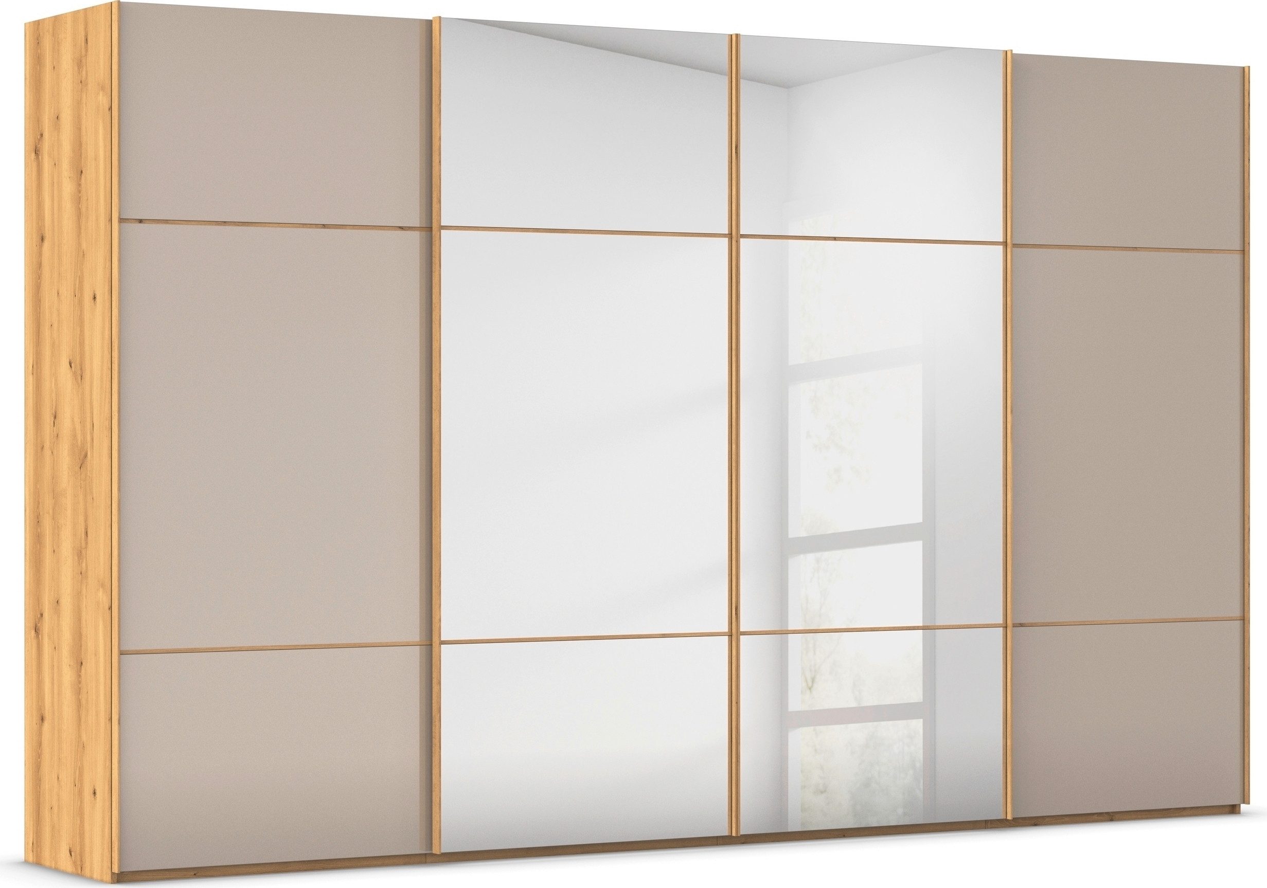 rauch Schuifdeurkast Kledingkast kast garderobe slaapkamerkast SCALE-TRIO edel drievoudig front met 2 sierlijsten spiegel/glas made in germany