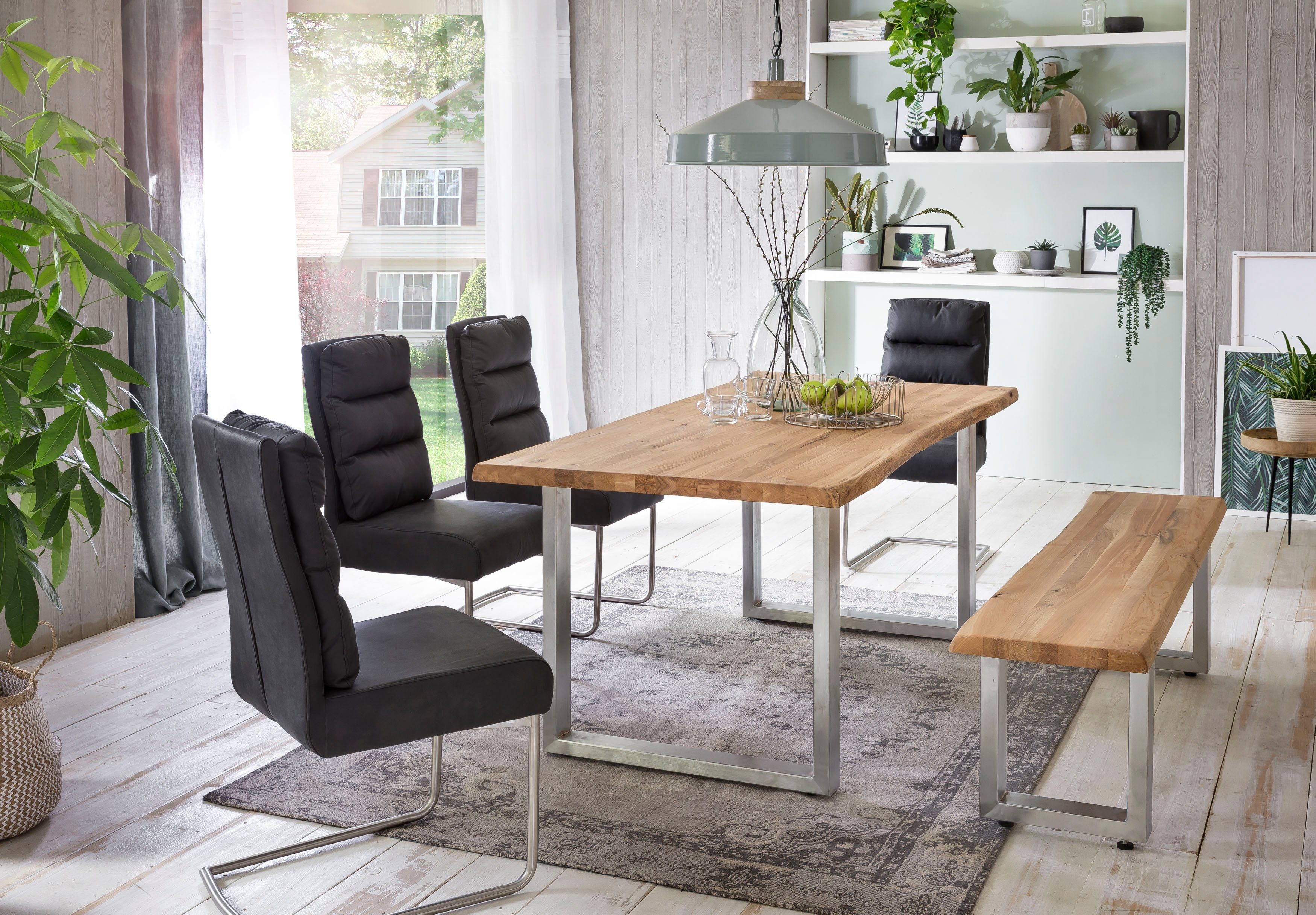 Home affaire Eettafel TRISTAN Massief eiken met boomrand