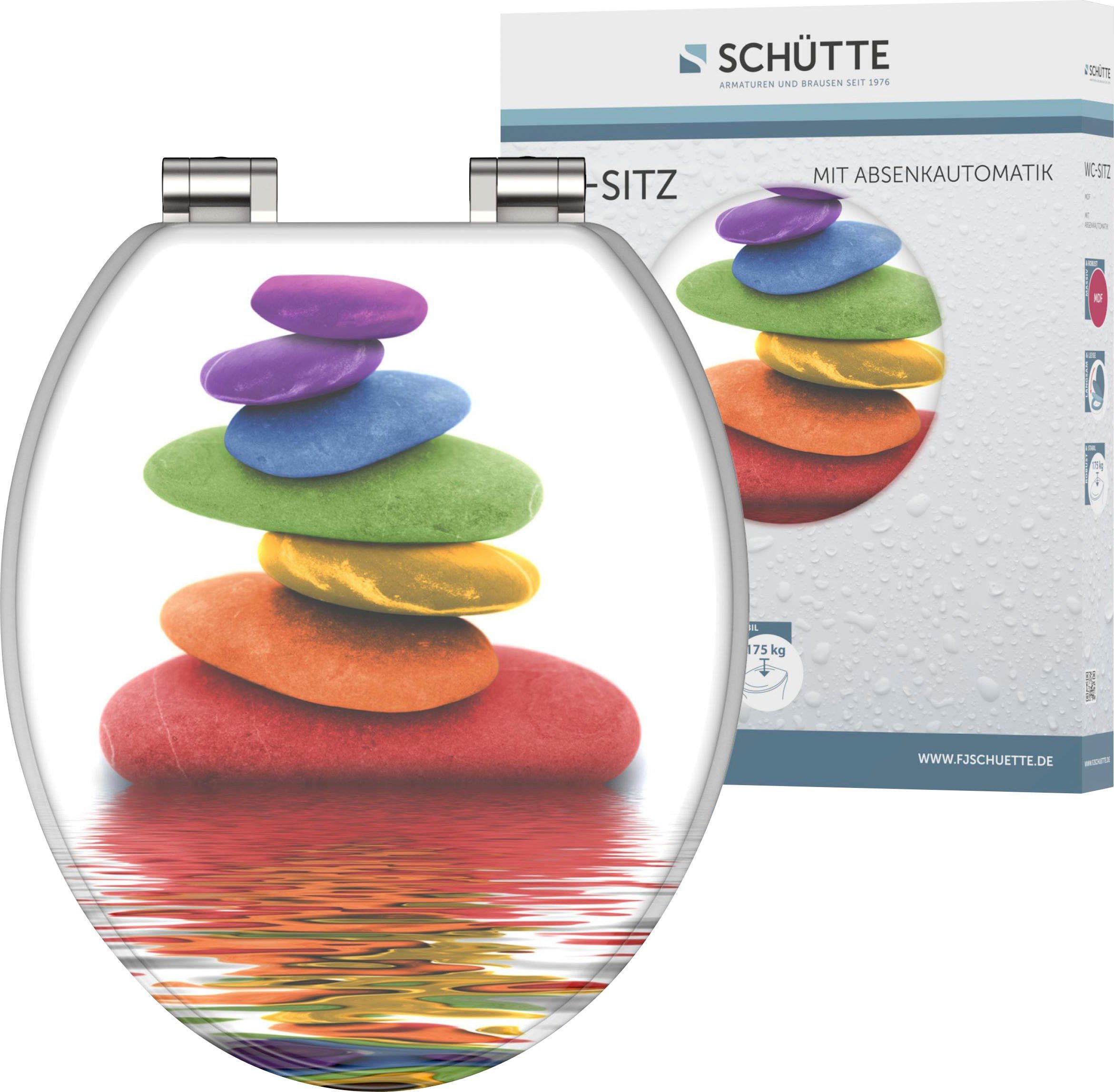 schuette toiletzitting colorful stones met softclosemechanisme en houten kern, mdf multicolor