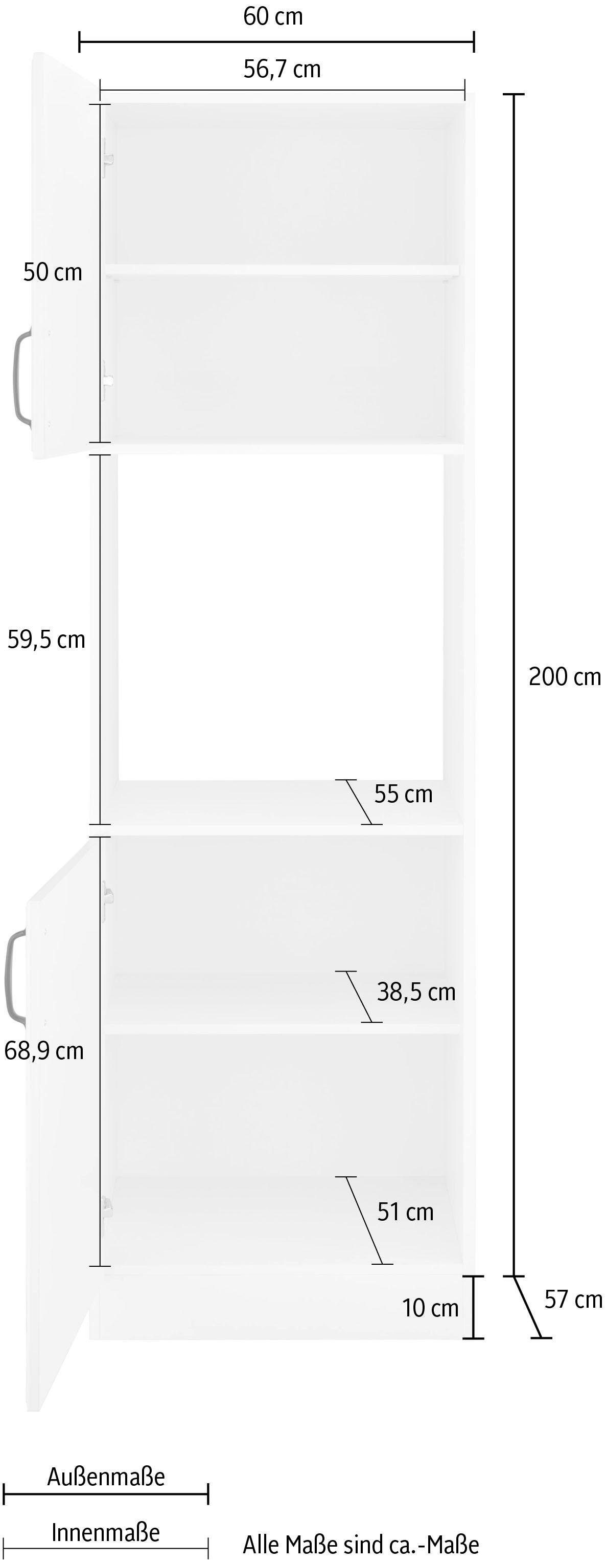 wiho Küchen Ovenombouwkast Erla 60 cm breed met vakkenfront
