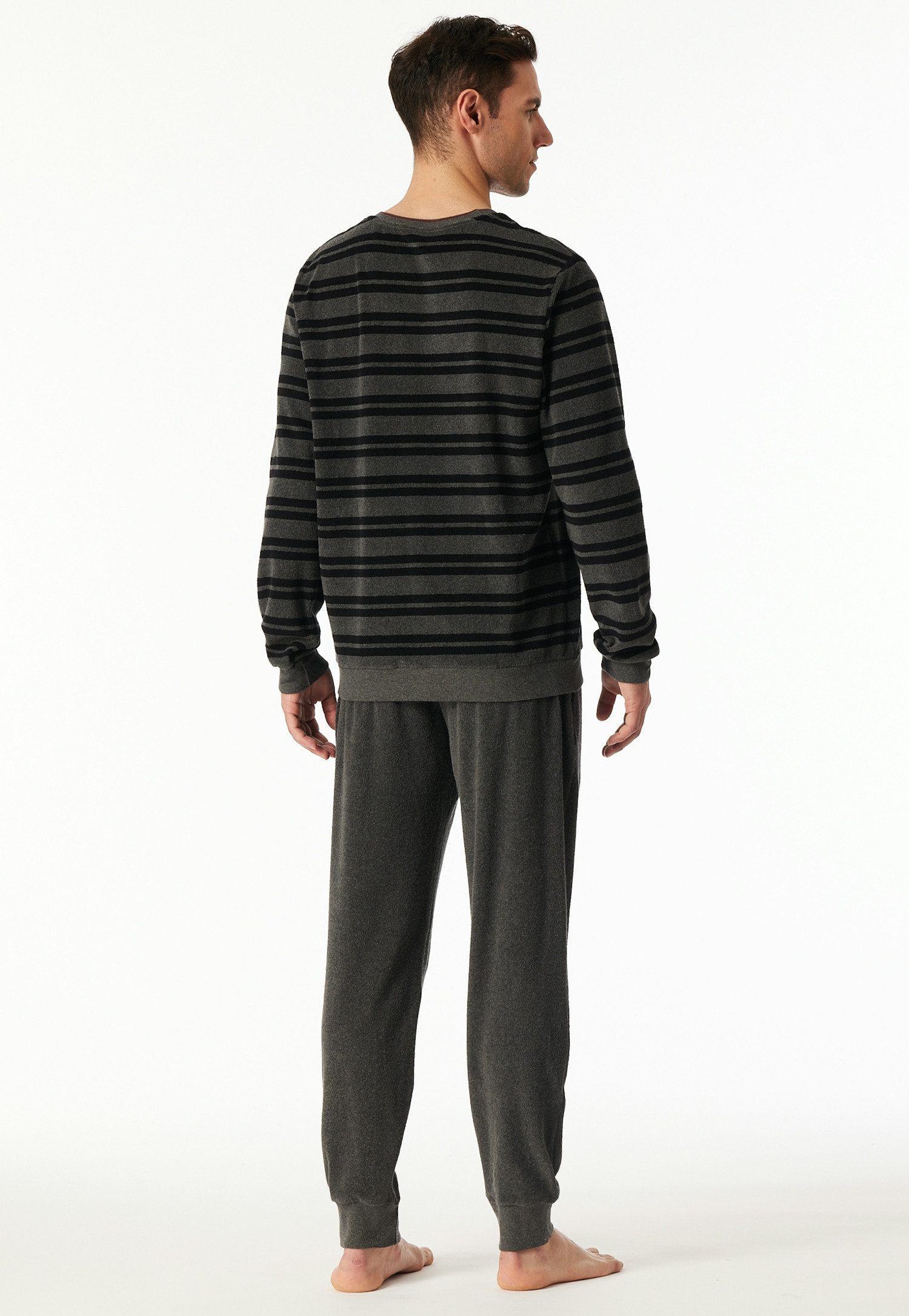 Schiesser Pyjama Casual Nightwear Ronde hals, strikband, verwarmend, badstof, lange mouw (2-delig)