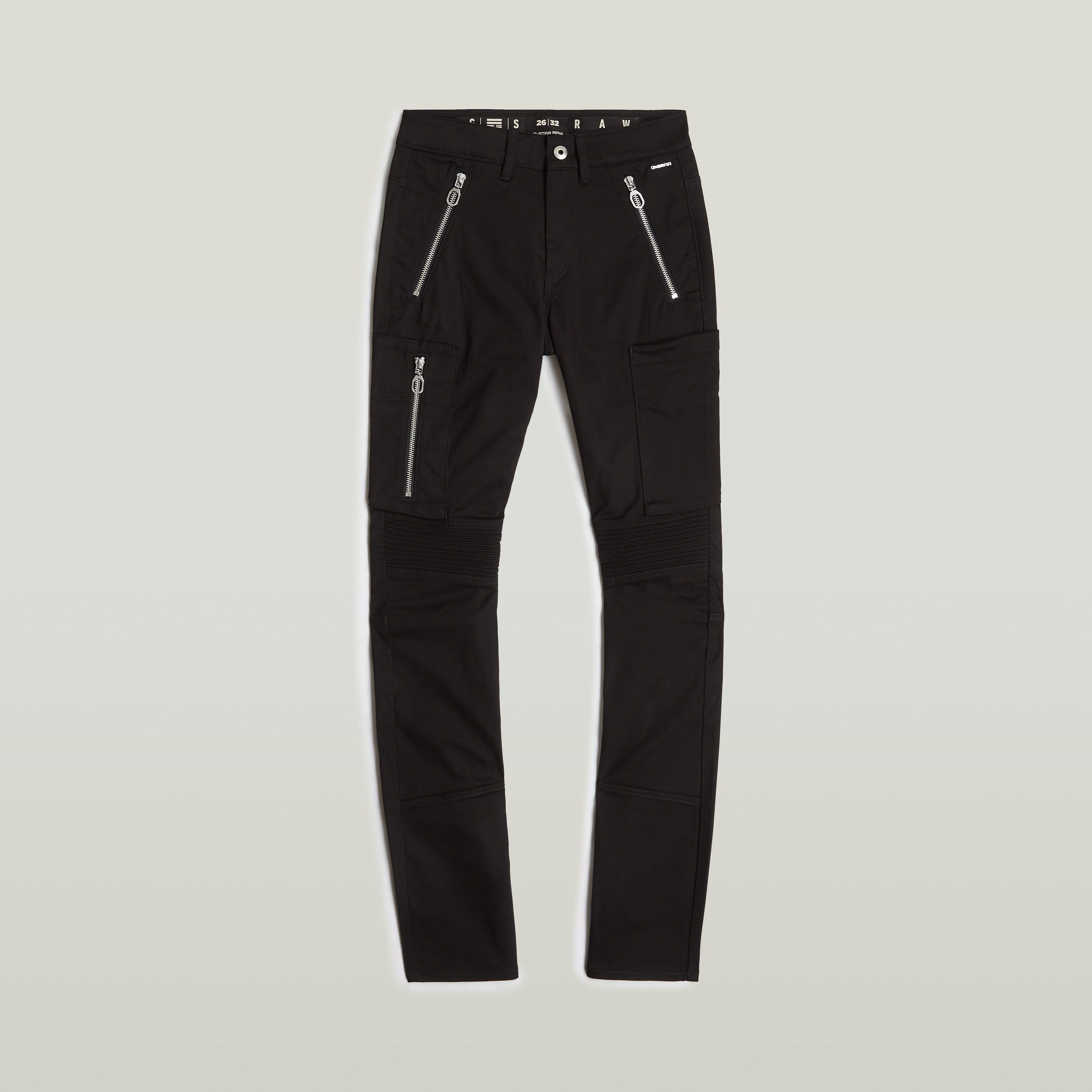 G-Star RAW Bikerbroek Biker Skinny Cargo met contrastkleurige ritssluitingen