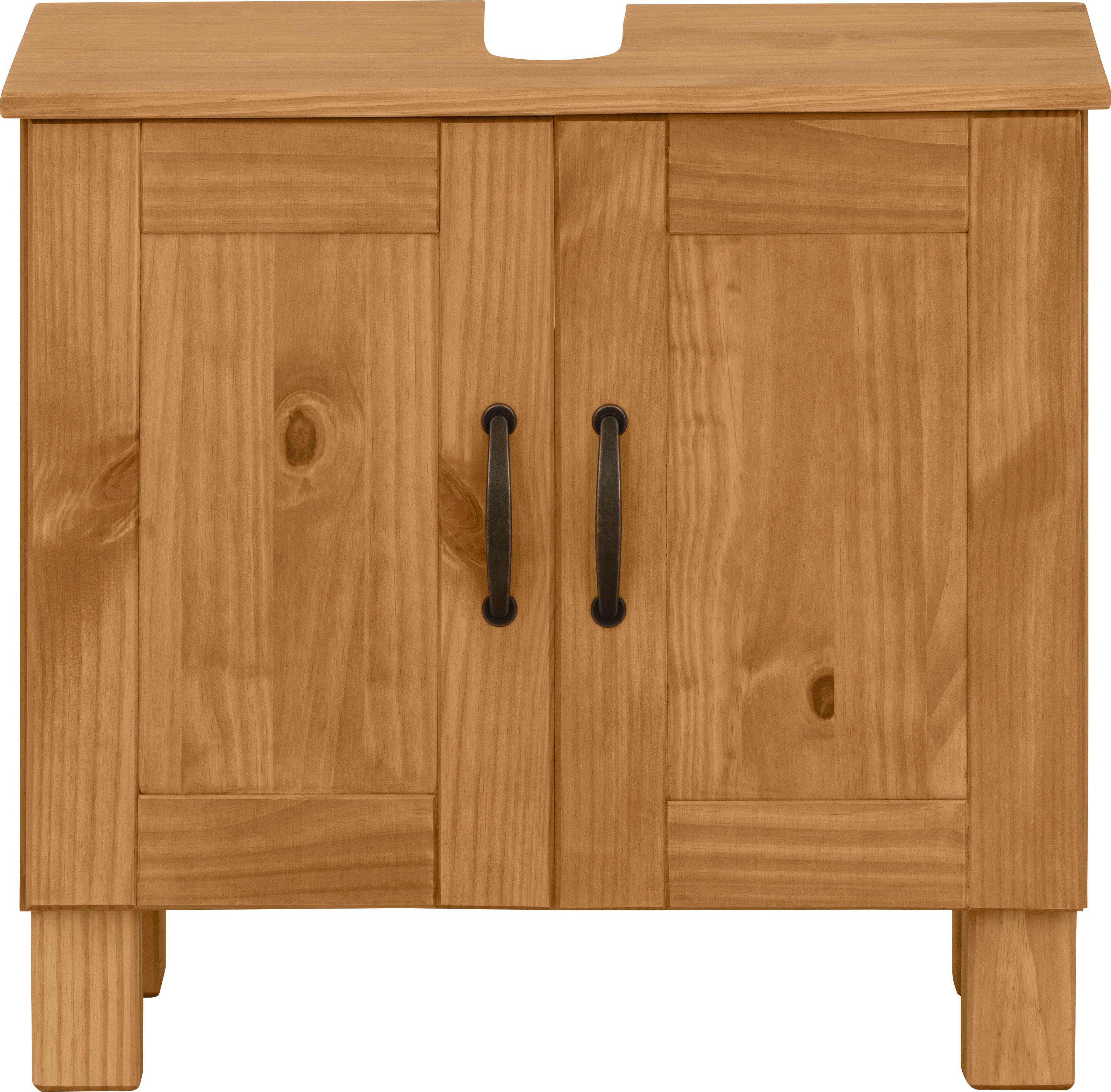 Home affaire Wastafelonderkast Rodby Massief, FSC®-gecertificeerd hout, grepen metaal, breedte 60 cm, hoogte 55 cm