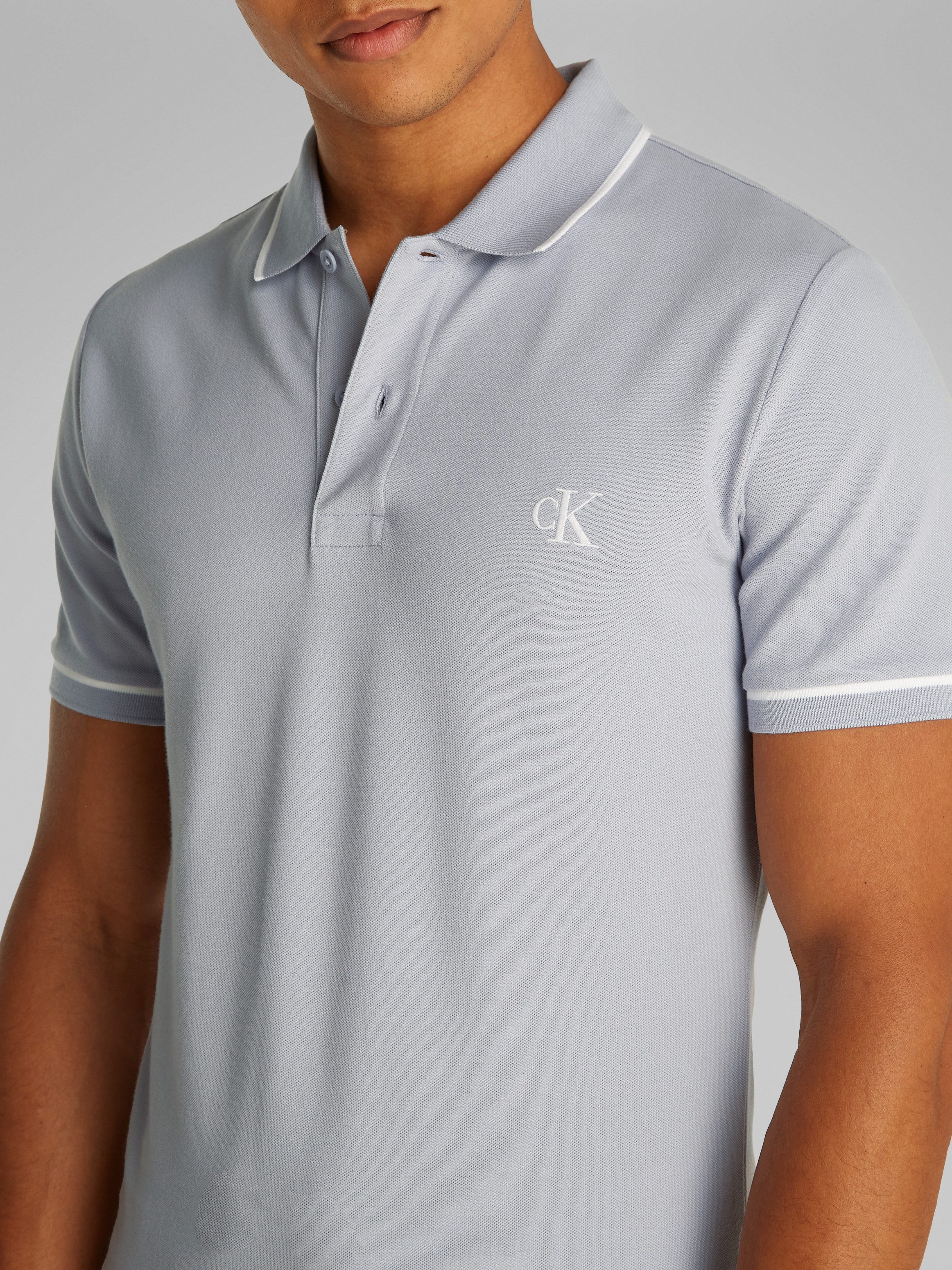 Calvin Klein Poloshirt TIPPING SLIM POLO met streepdetail op de kraag