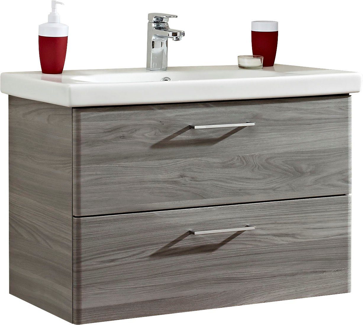 Saphir Badkamerserie Quickset 916 Keramische wastafel en Onderkast, 82 cm breed (1 stuk)