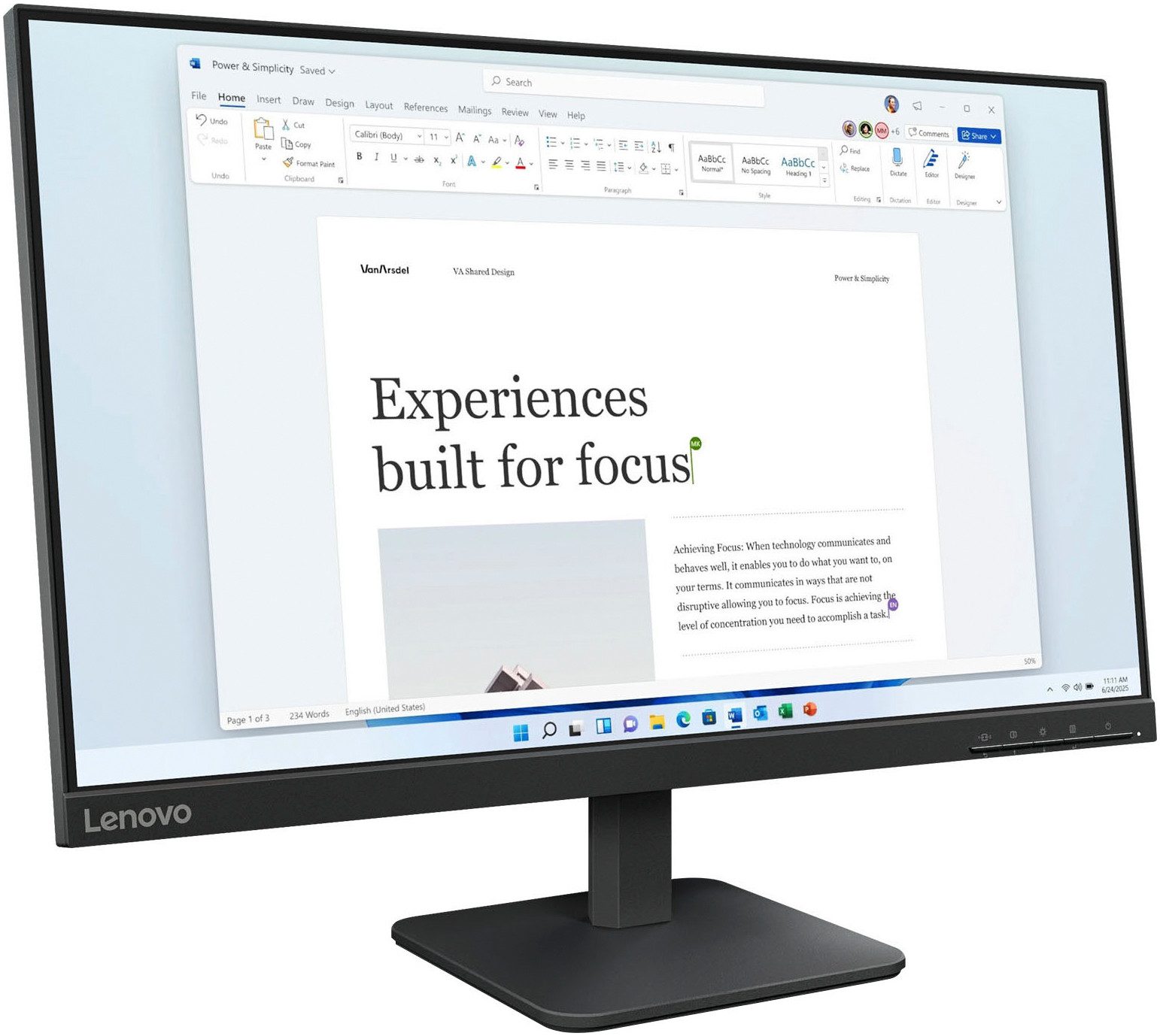 Lenovo Ledscherm L24-4e(A25238FL0), 61 cm / 24", Full HD
