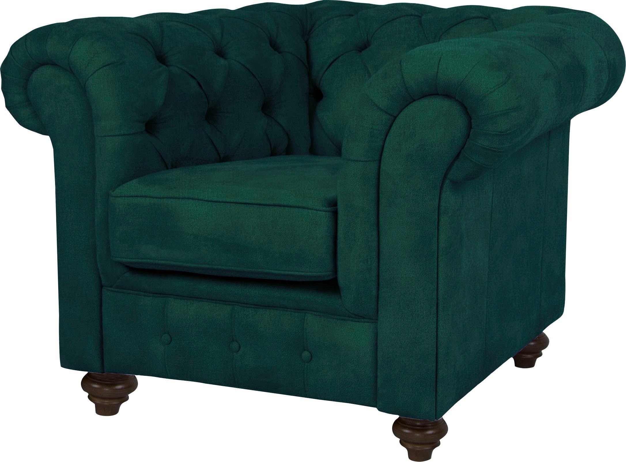 Home affaire Fauteuil Duc Chesterfield hoogwaardige capitonnage achter, fluwelige look met changerende look