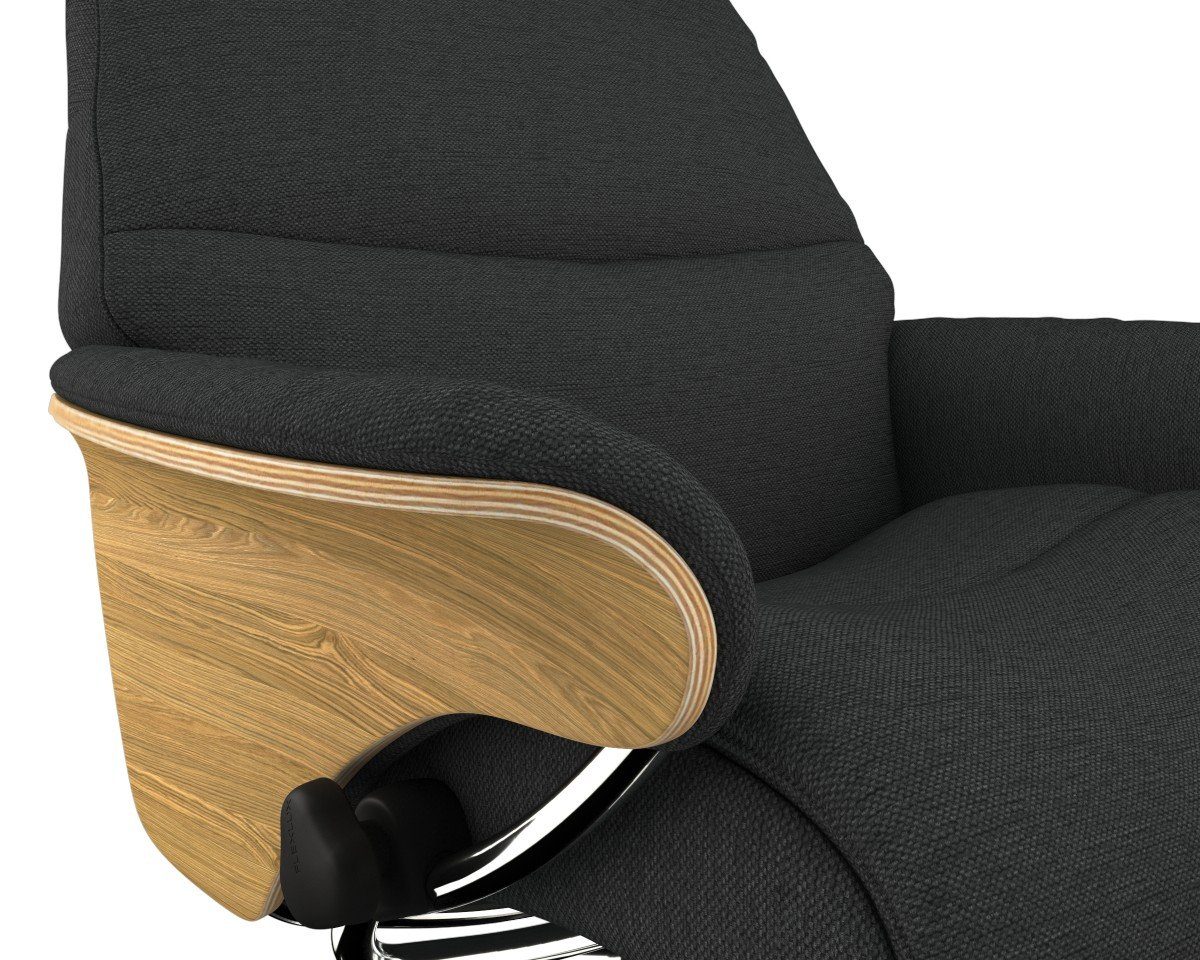 FLEXLUX Relaxfauteuil Aarhus, functionele stoel, gestoffeerde stoel, armleuning, TV-fauteuil, Relaxfunctie & hoofd- en rugverstelling, armleuning eiken, voet aluminium
