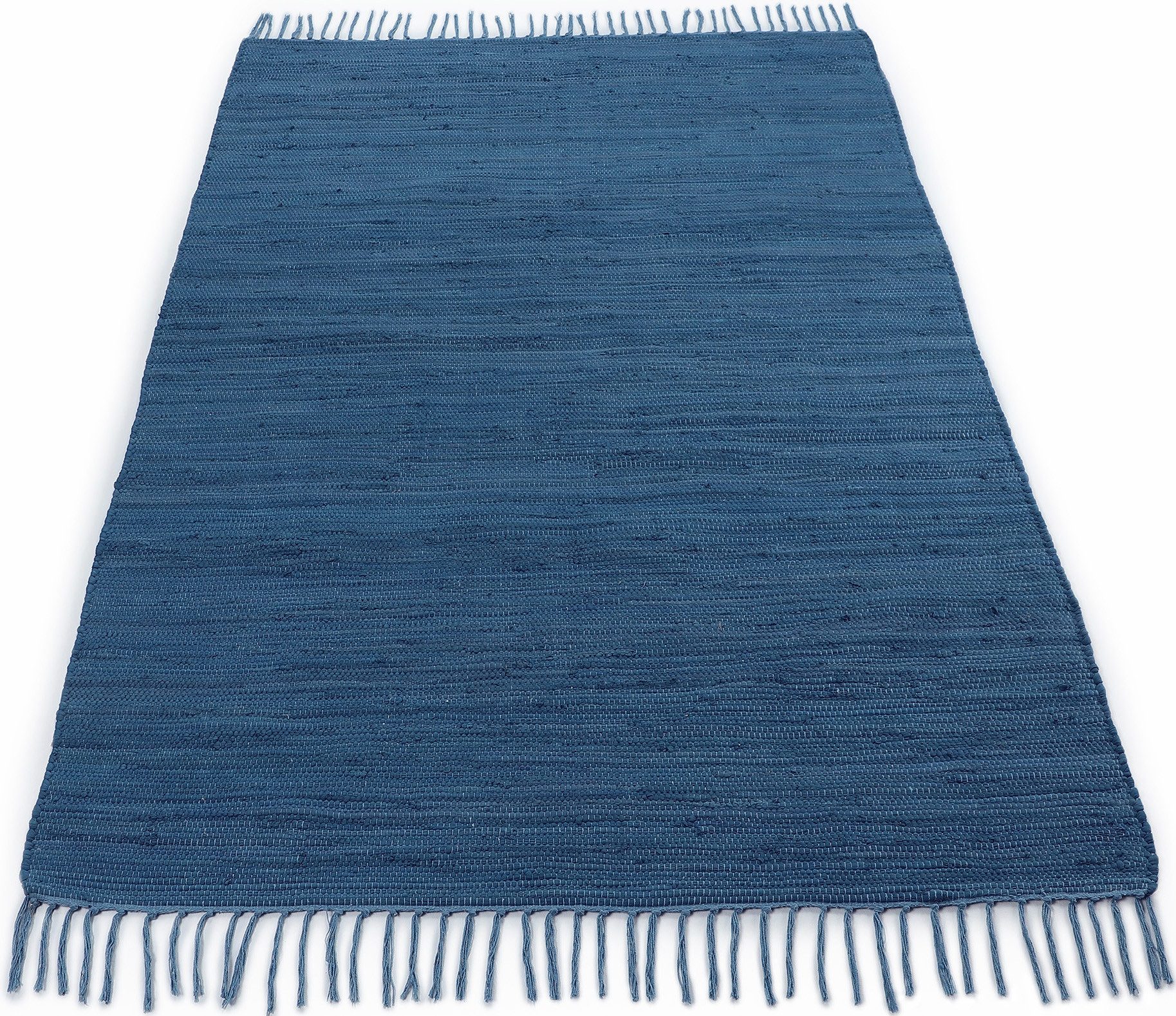 carpetfine Vloerkleed Kelim Chindi uni Tweezijdig te gebruiken kleed, puur katoen, met de hand geweven, unikleuren, met franje