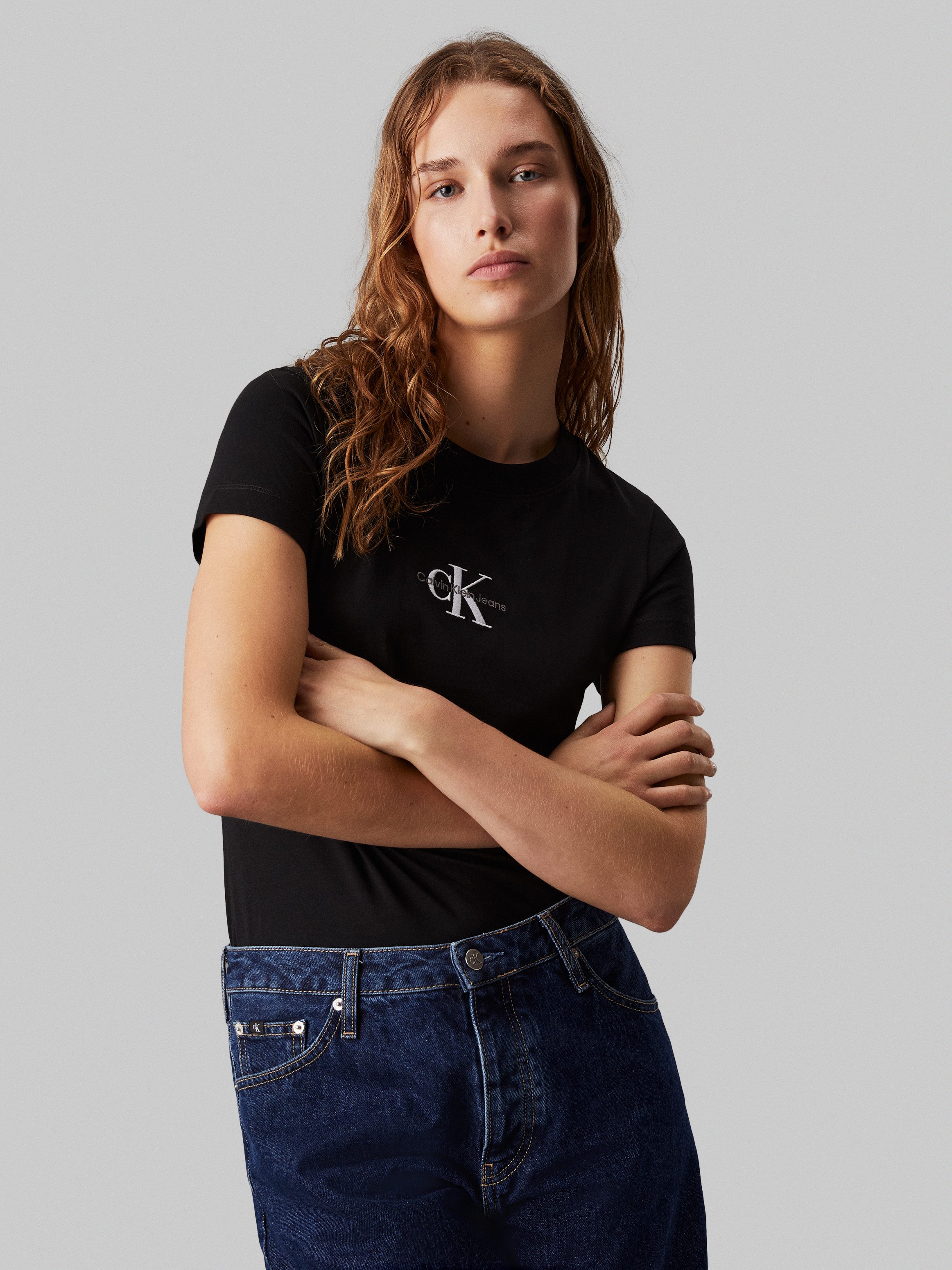 Calvin Klein T-shirt MONOLOGO SLIM TEE met gestempeld logo