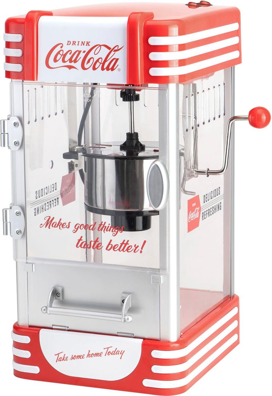 SALCO Popcornmachine Coca-Cola SNP-27CC Grote bereidingscontainer van 60 ml met geïntegreerd verwarmingssysteem