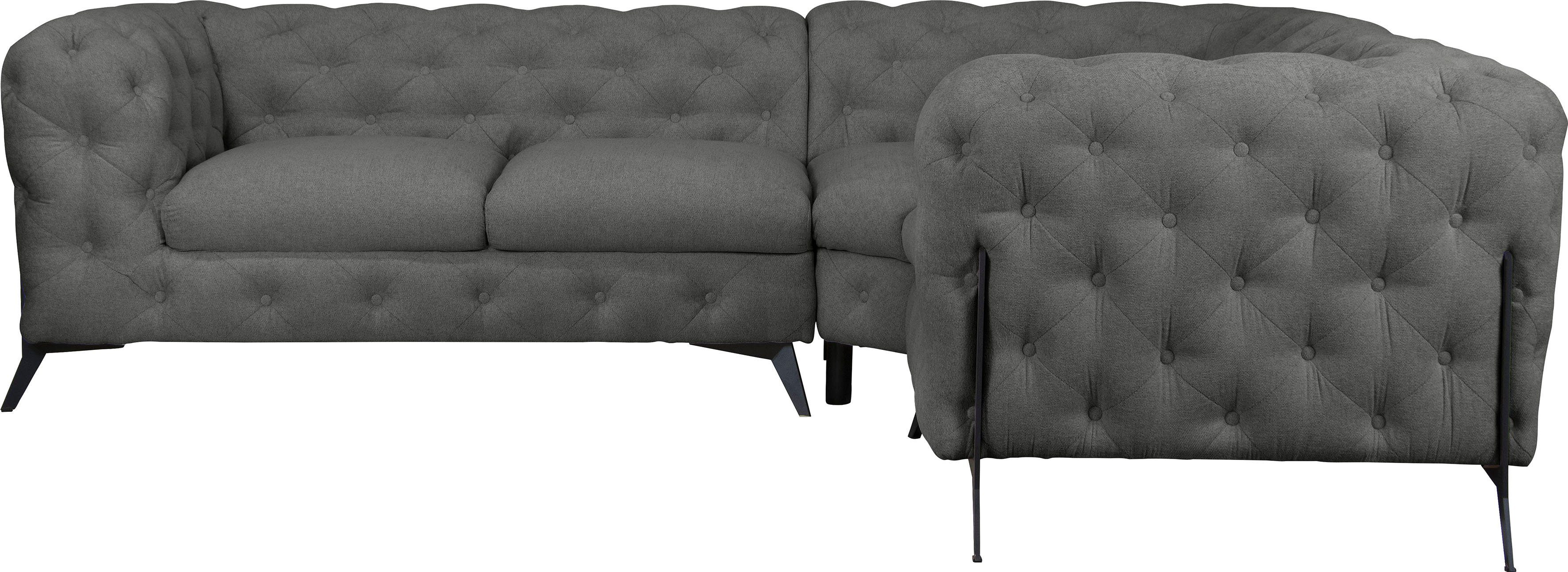 Leonique Chesterfield-bank Amaury L-vorm Chesterfield-look, bxd elk 262 cm, kleur van de poten ter keuze