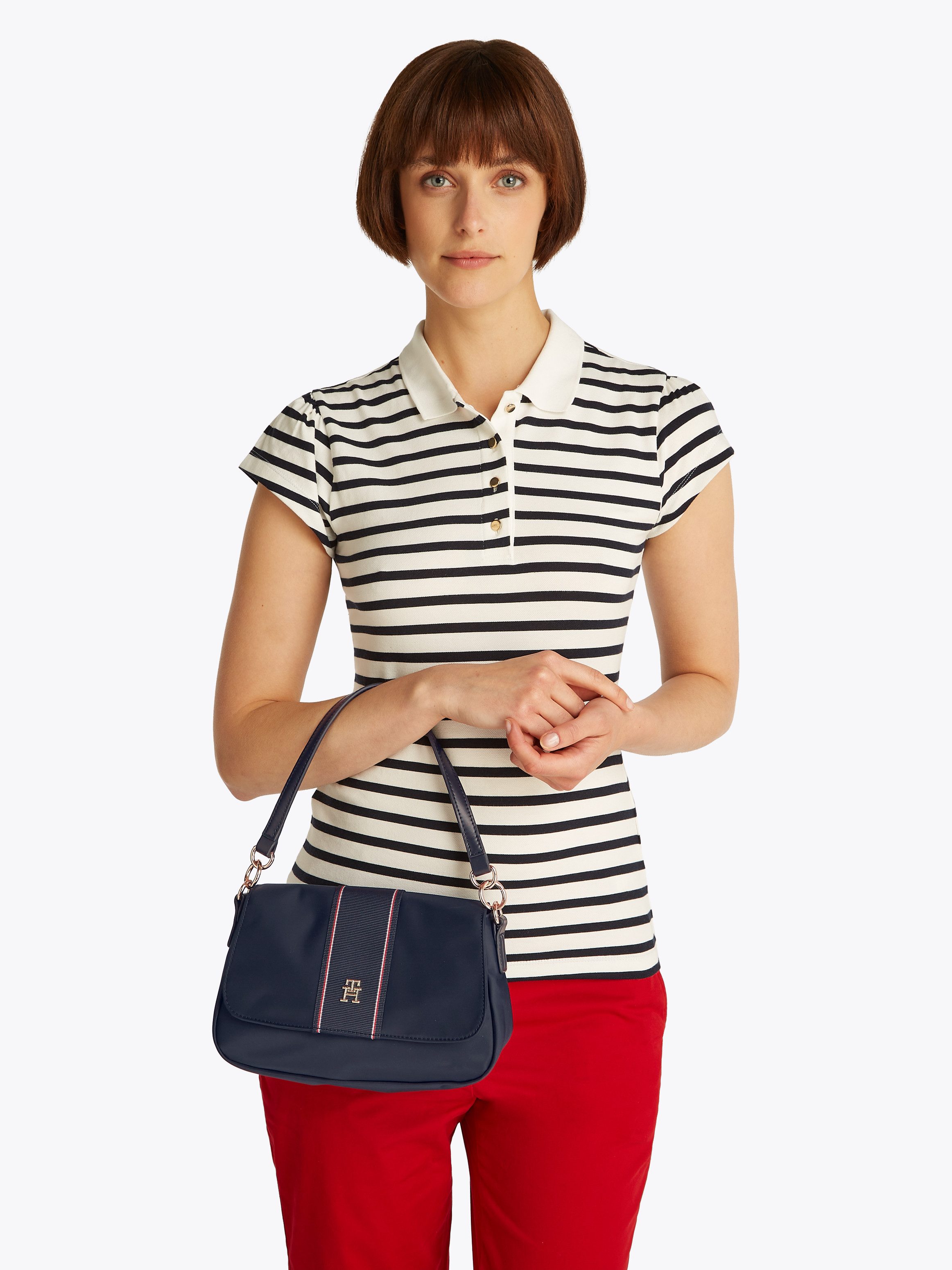 Tommy Hilfiger Draagtas POPPY CONV. CROSSOVER CORP , dames schoudertas, handtas met th-logo-embleem