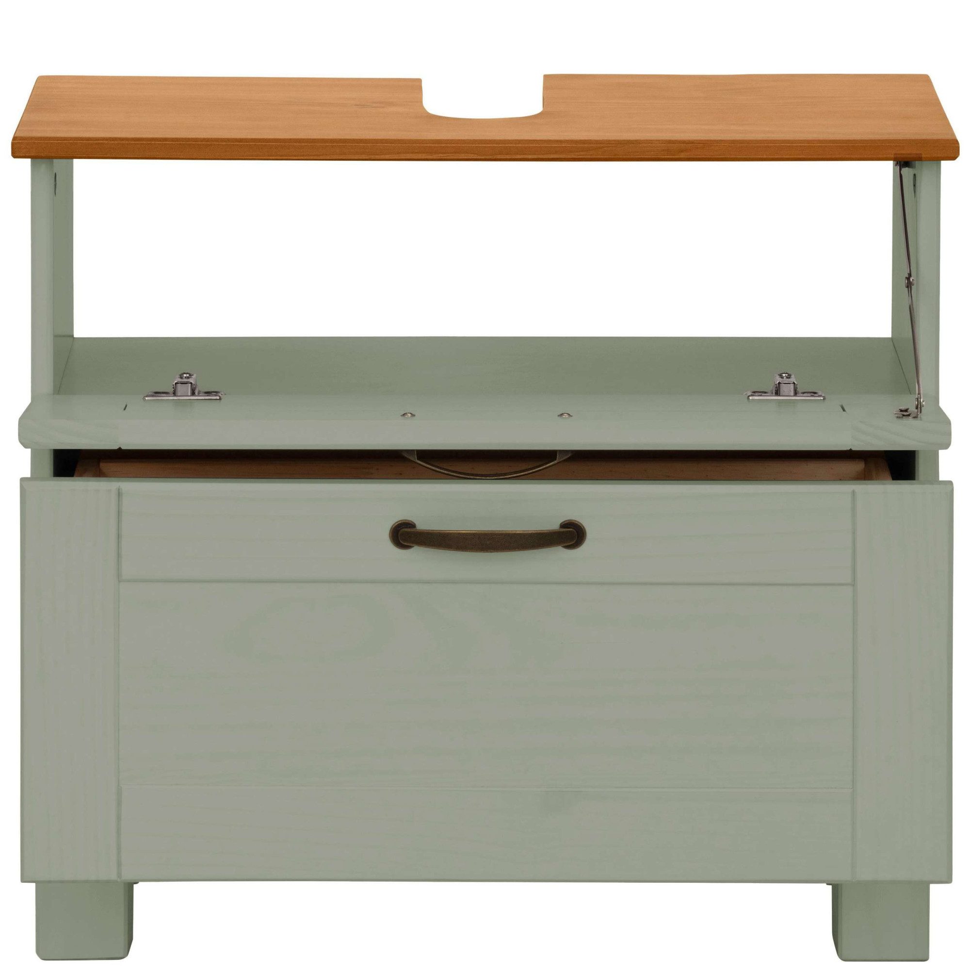 Home affaire Wastafelonderkast Rodby Massief, FSC®-gecertificeerd hout, grepen metaal, breedte 60 cm, hoogte 55 cm