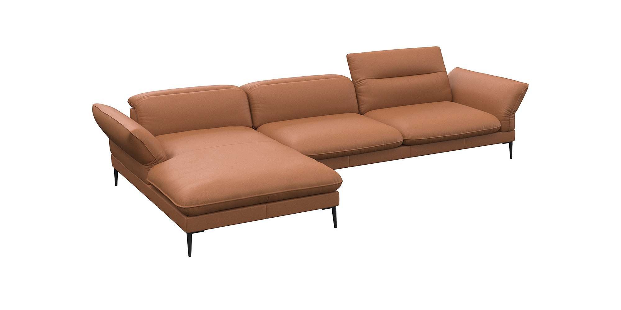 FLEXLUX Hoekbank Salino, functionele bank met recamiere, relaxbank, hoekbank Bank met arm- en hoofdeinde verstellingen, koudschuim & staalgolven