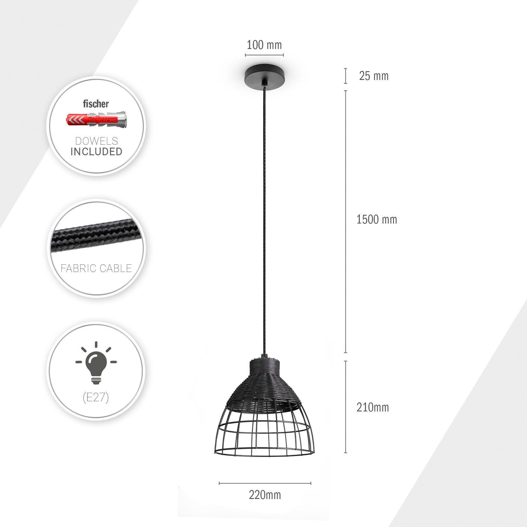 Paco Home Hanglamp PUCU Mand lamp LED hanglamp rattan eetkamerlamp boho E27 vintage