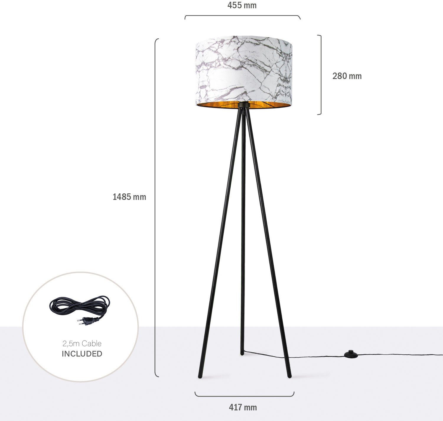 Paco Home Staande lamp Trina Kraft Vloerlamp slaapkamer E27 marmer steen ontwerp grijs wit