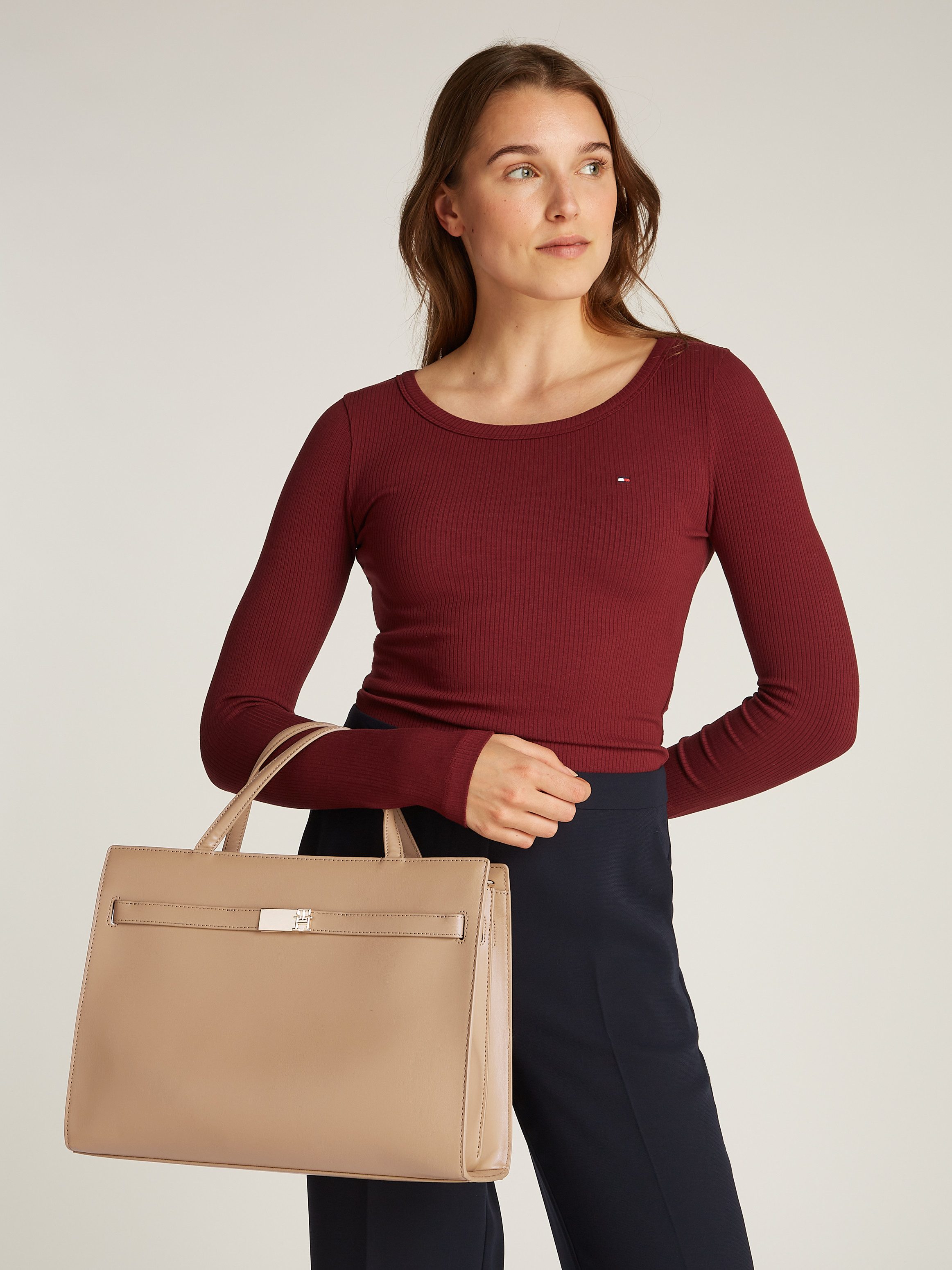 Tommy Hilfiger Schoudertas TH HERITAGE WORKBAG , dames handtas, schoudertas, schoudertas met logo-embleem
