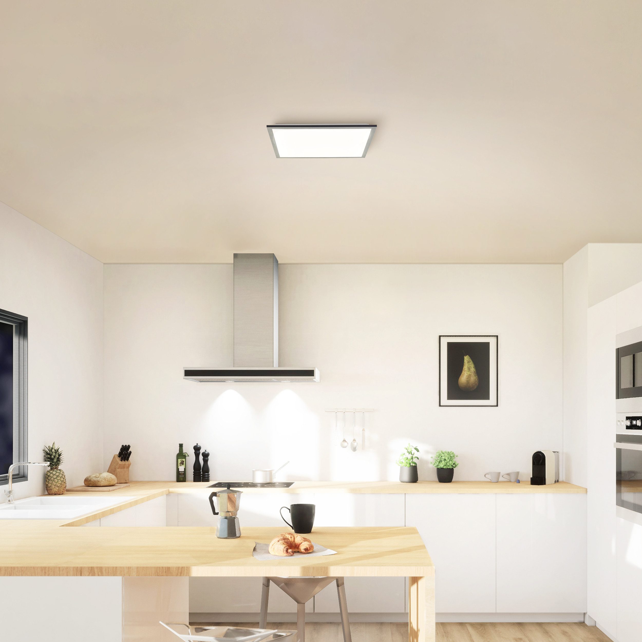 Brilliant Leuchten Led-plafondlamp Briston Opbouw LED paneel, 45 x 45 cm, 2800 lm, 4000 K, aluminium (1 stuk)