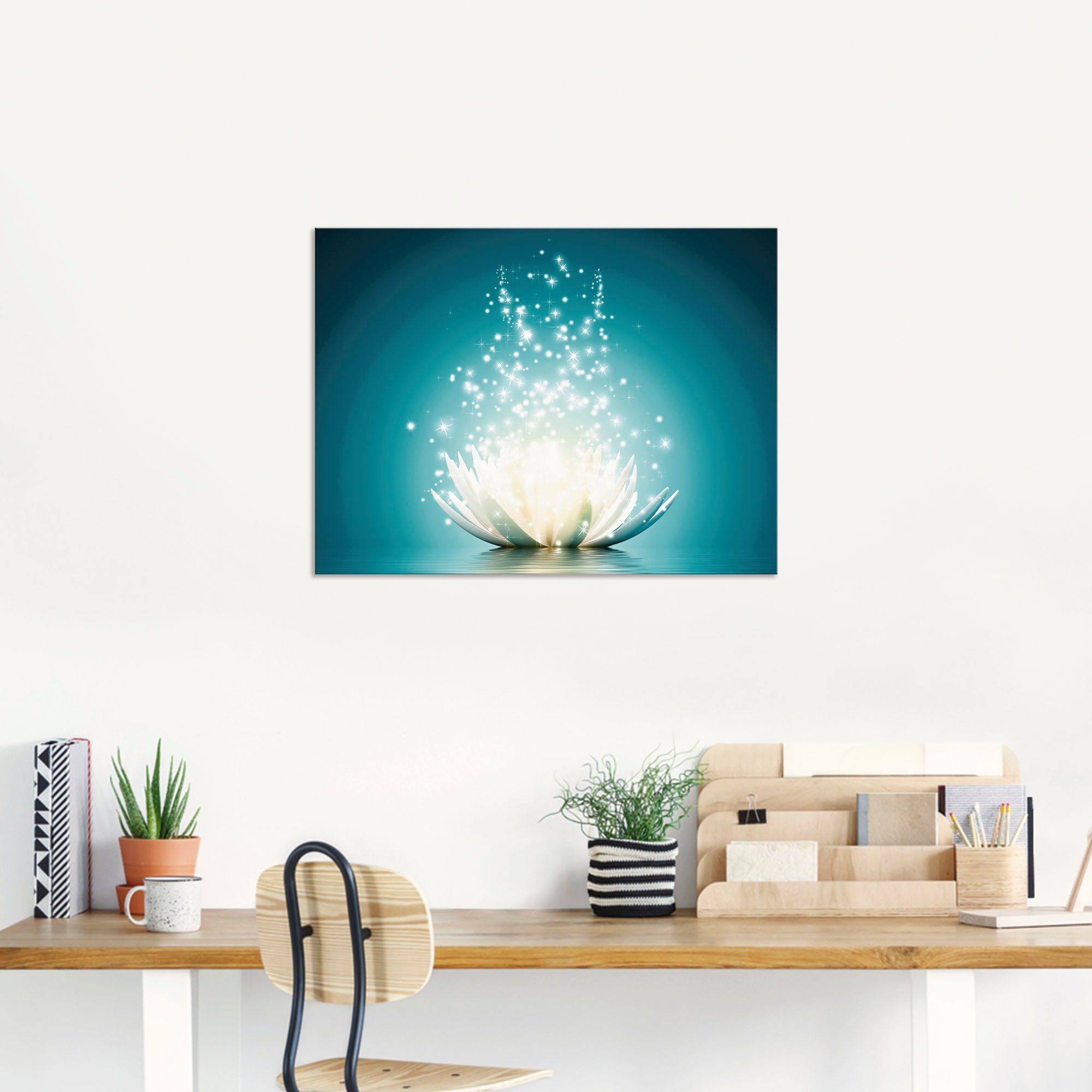 Artland Artprint Magie van de lotusbloem als artprint van aluminium, artprint voor buiten, artprint op linnen, poster, muursticker